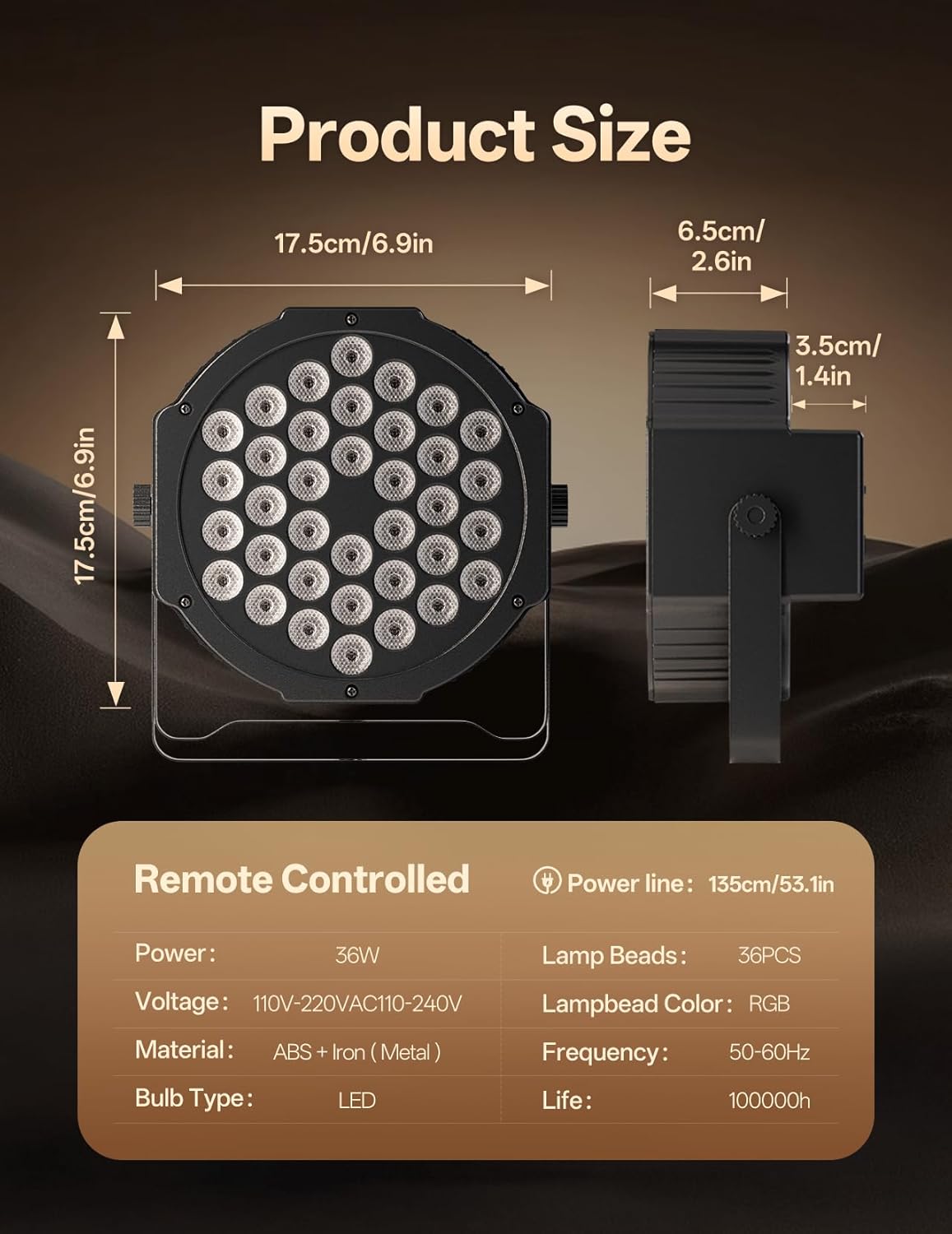 Thumbnail 6 de 36 LED Stage Lights 7 Modes RGB DJ Par Lights (10 Packs) with Sound Activated Remote and DMX Control