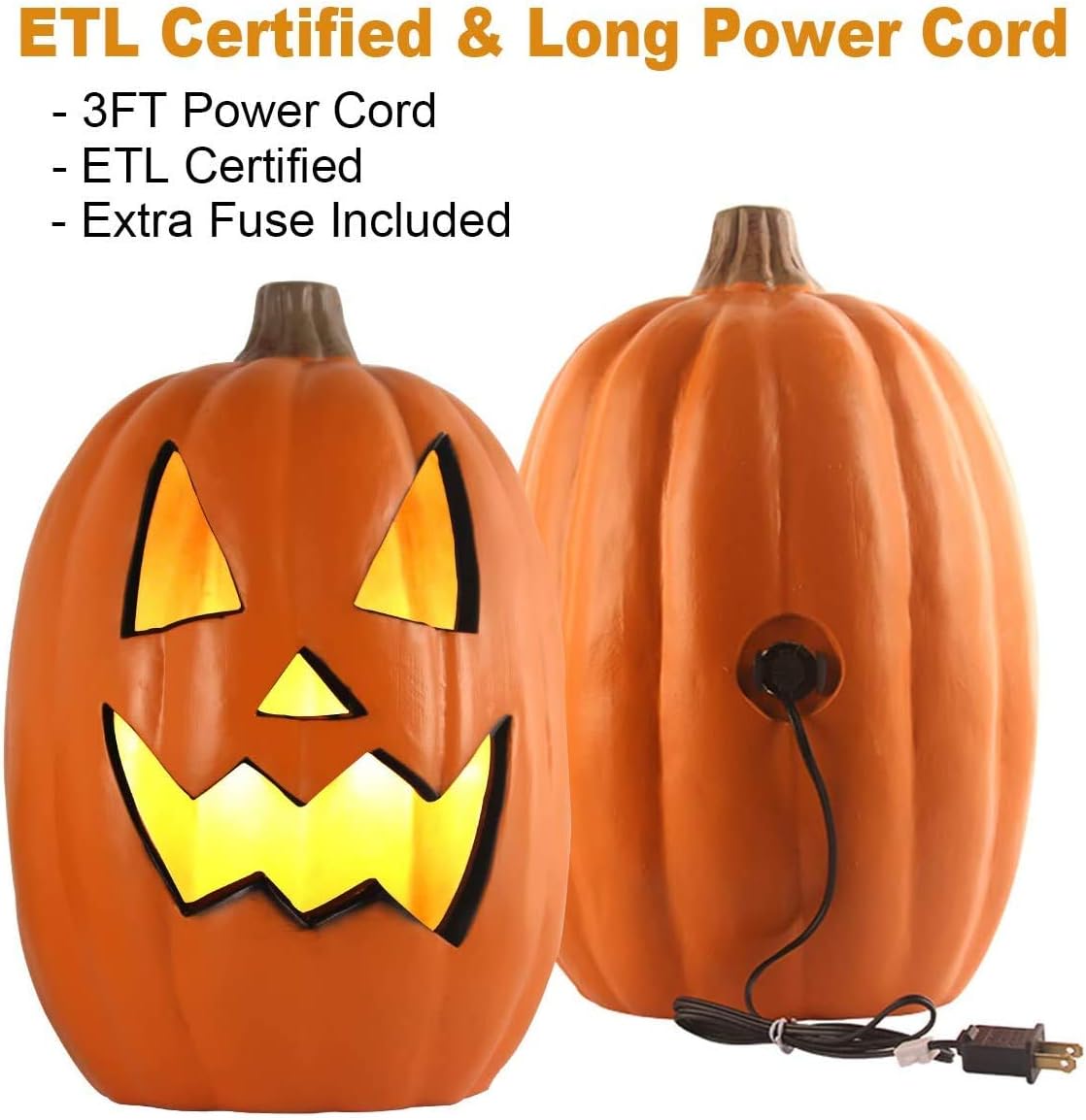 Detalle 2 de DUNCHATY PK-HG 16-Inch Halloween Pumpkin Lantern with Warm White LED