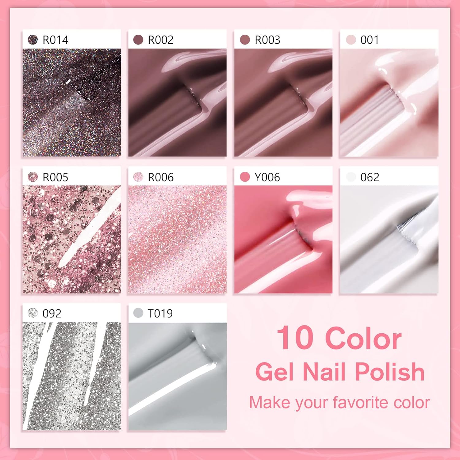 Thumbnail 1 de Shining She UV-Nagellack-Set mit 10 Farben (Glitter) – 8 ml pro Flasche, Soak-Off-Gel für LED/UV