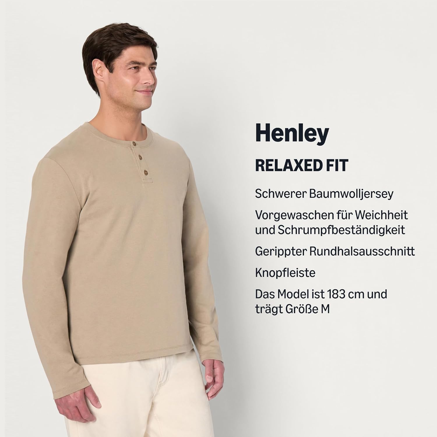 Thumbnail 3 de Amazon Essentials Herren Langärmeliges Henley-Shirt – ein klassischer Allrounder aus schwerem Baumwolljersey