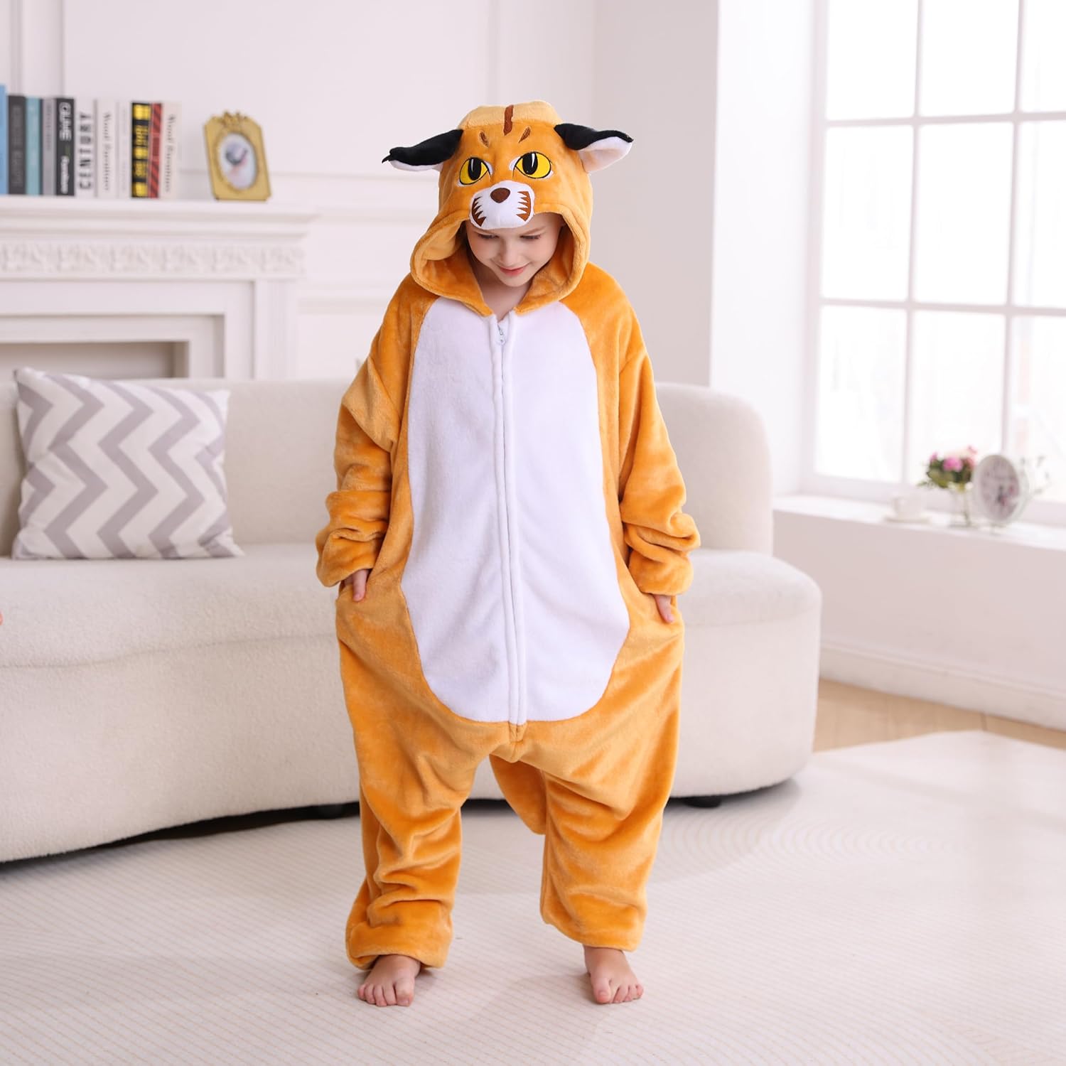 Detalle de Magicmode Kids’ Caracal Cat Onesie Pajamas, Soft Flannel Costume