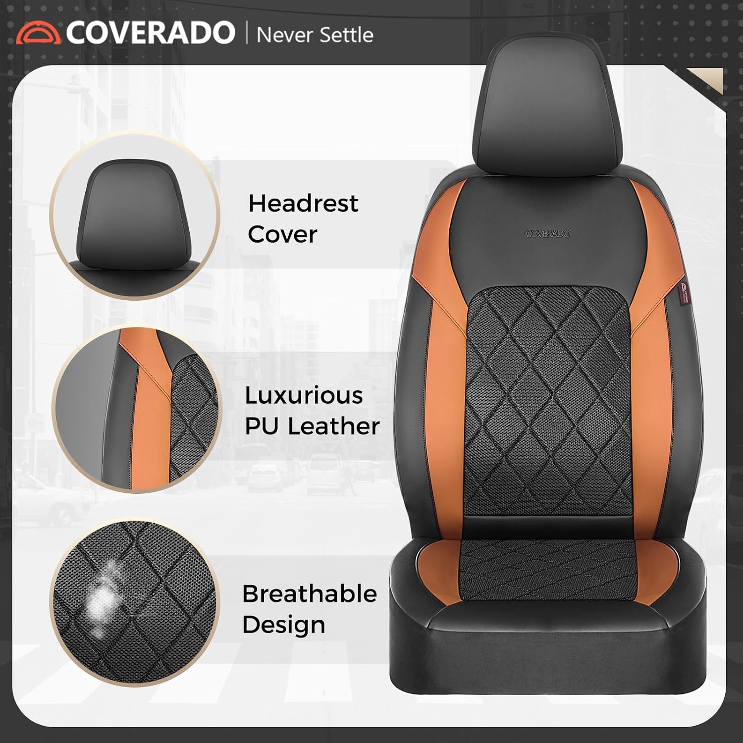 Detalle de Coverado Front Car Seat Covers in PU Leather
