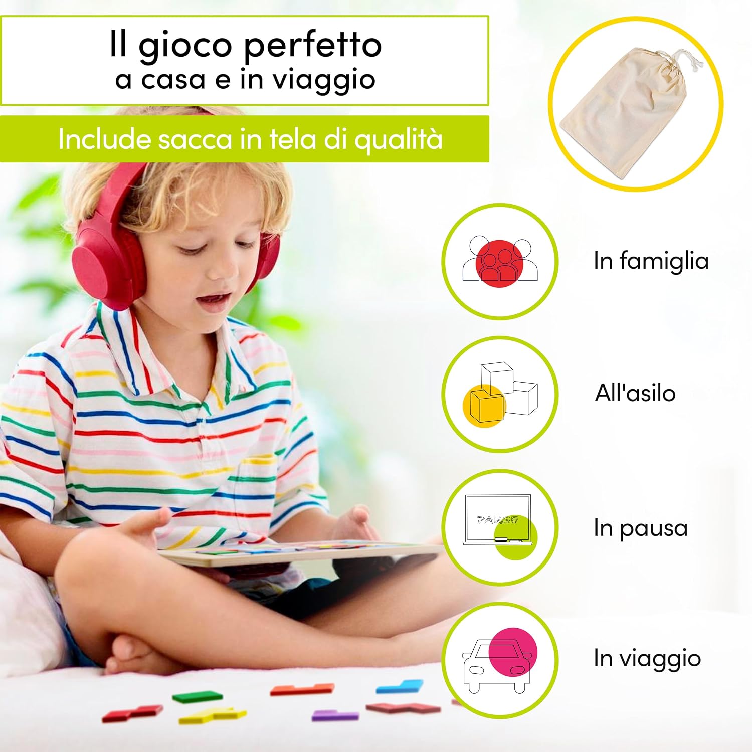 Detalle de CUBIDI® Tangram in legno di tiglio, puzzle 3D per pensiero logico e spazio dai 4 anni