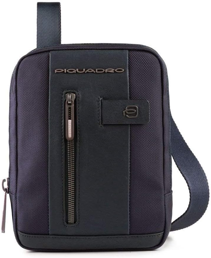 Detalle de PIQUADRO Borsello in Pelle e Tessuto Riciclato per iPad mini – Compatto ed Elegante