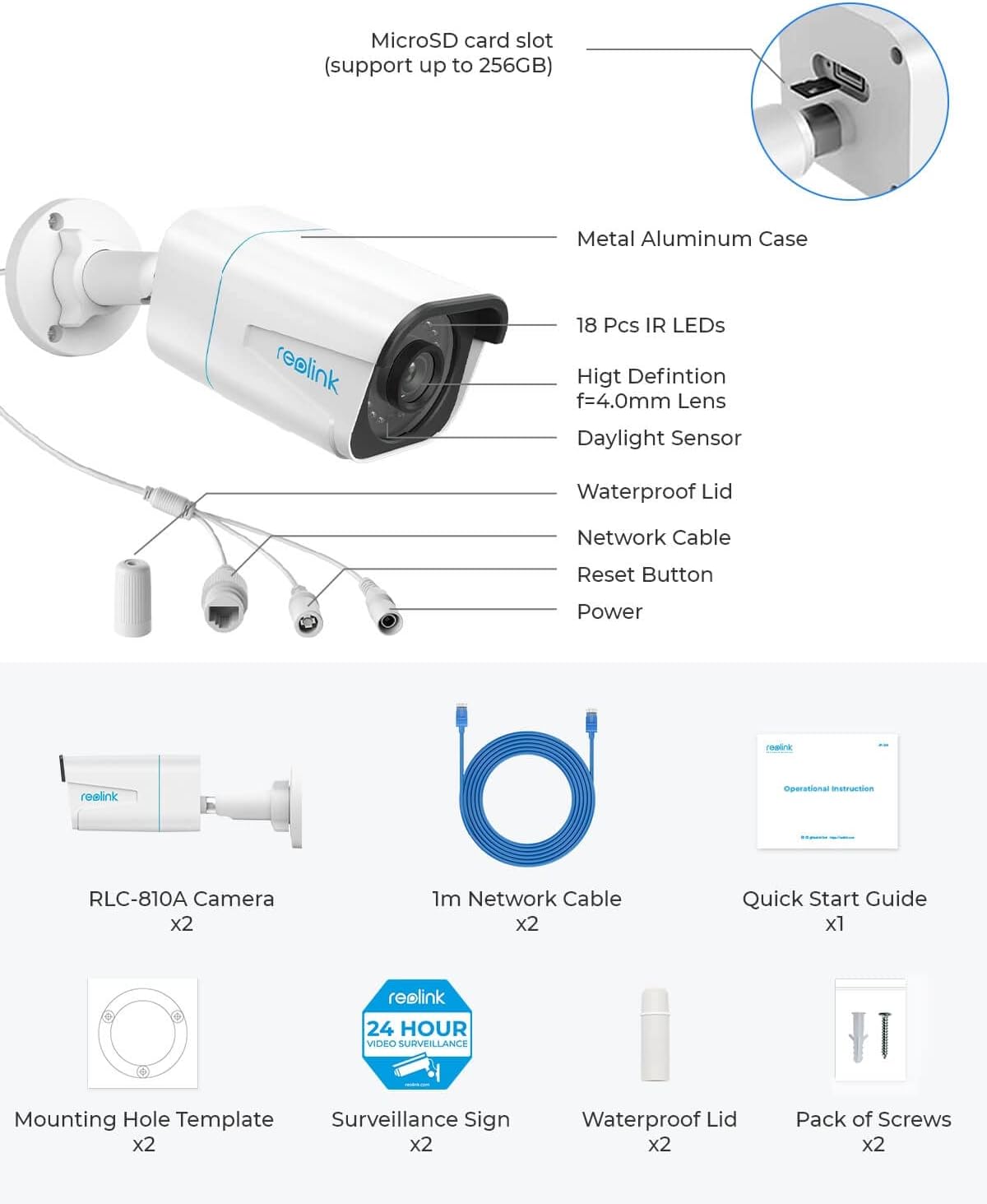 Thumbnail 6 de Reolink RLC-810A 4K PoE telecamera da esterno con rilevamento di persone, veicoli e animali (2 pezzi)