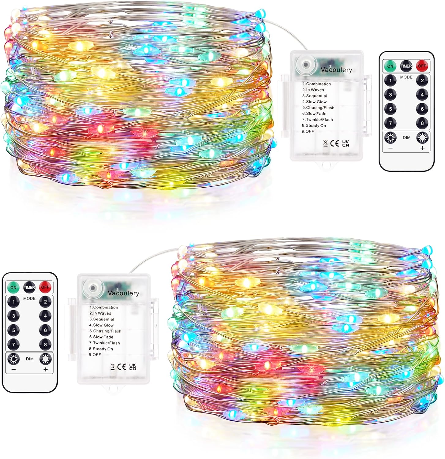 Detalle de Vacoulery 12M 120 LED Lichterkette Batteriebetriebene 🎇