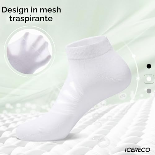Detalle de IceReco 10 Paia Calze Corte da Uomo e Donna in Cotone Grigio – Comfort e Prestazioni Breathable