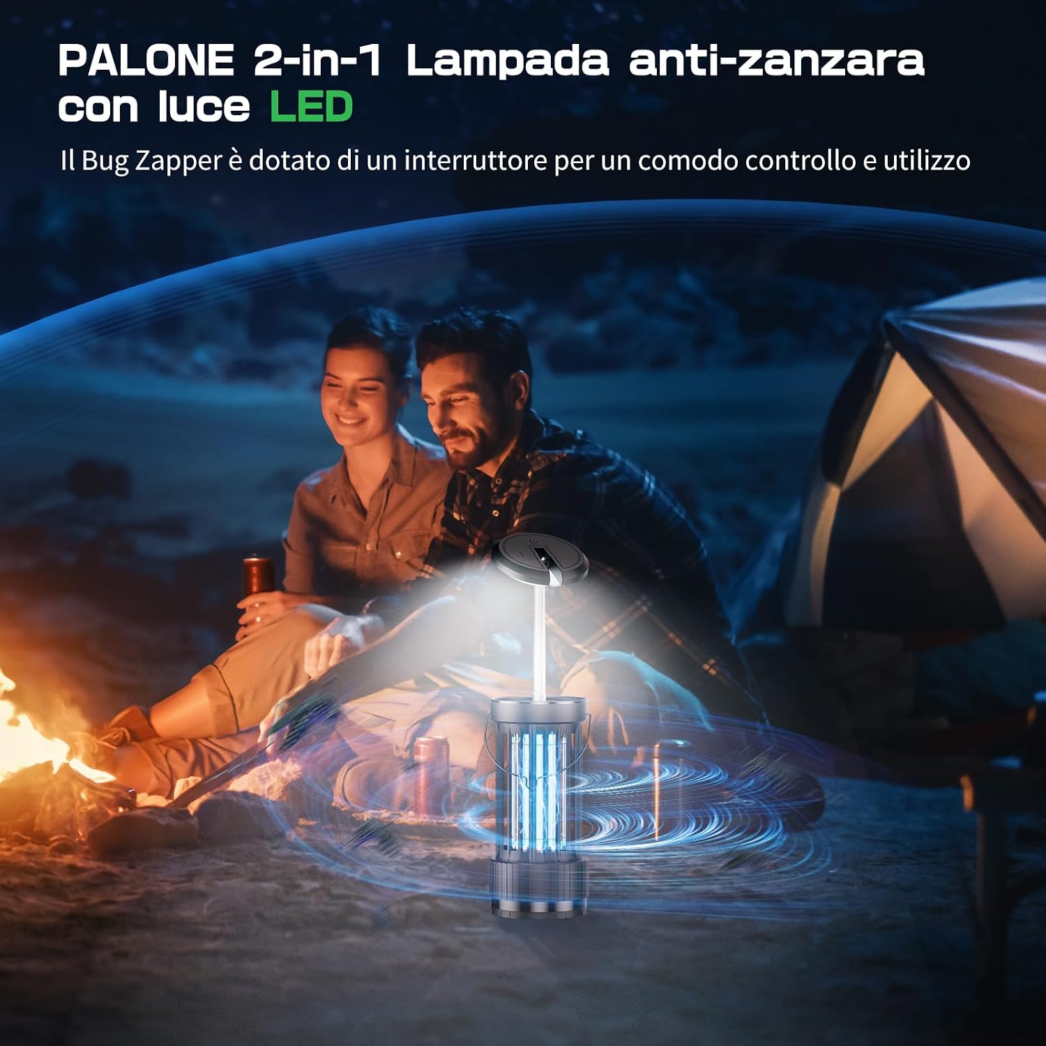 Detalle 2 de PALONE Lampada Antizanzare Elettrica USB 4000mAh – Zapper portatile ad alta potenza con UV/LED
