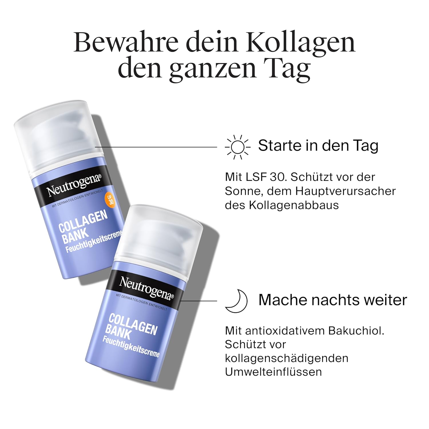 Detalle de Neutrogena Collagen Bank Feuchtigkeitscreme mit LSF 30 – Anti-Aging Tagescreme mit Mikro-Peptid-Technologie (50 ml)