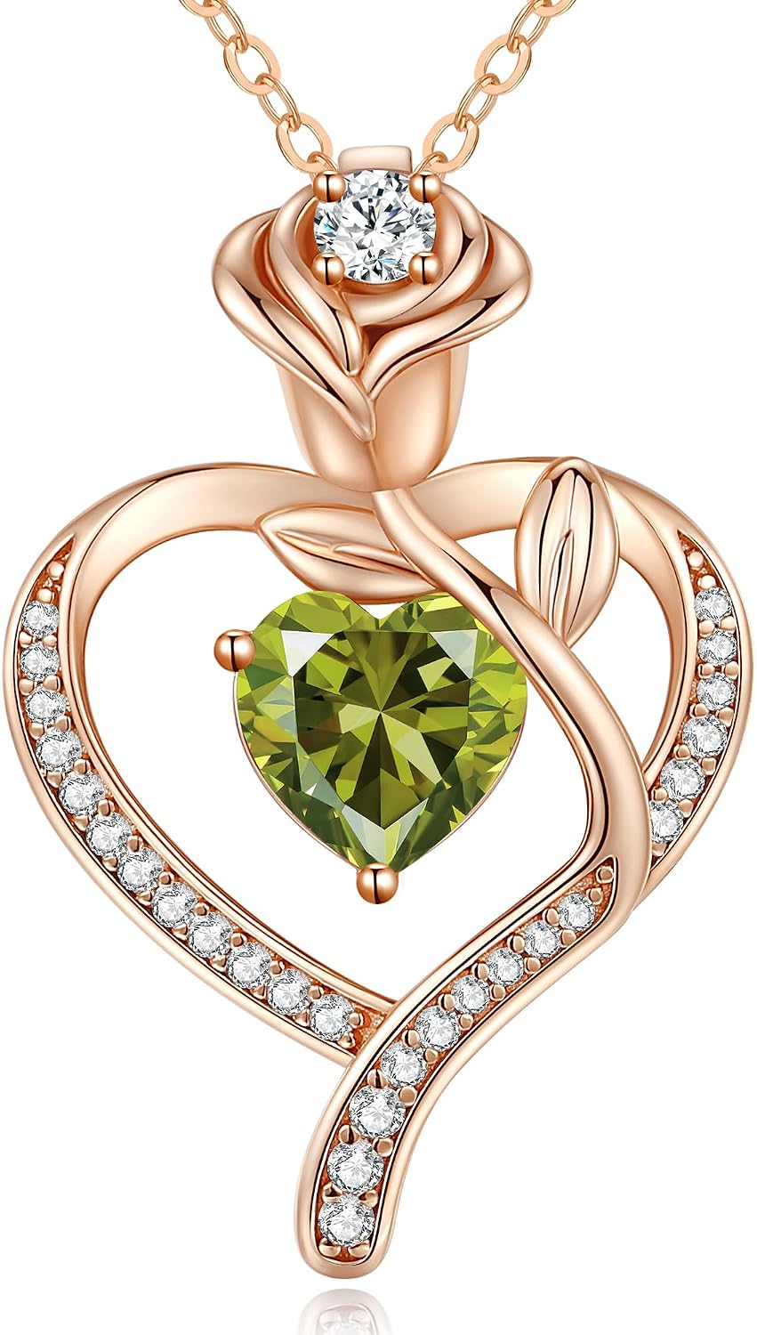 Thumbnail 6 de Collana Donna Cuore Regalo Gioielli con Pietra Natale in Oro Rosa S925 Placcato e Zirconia 5A