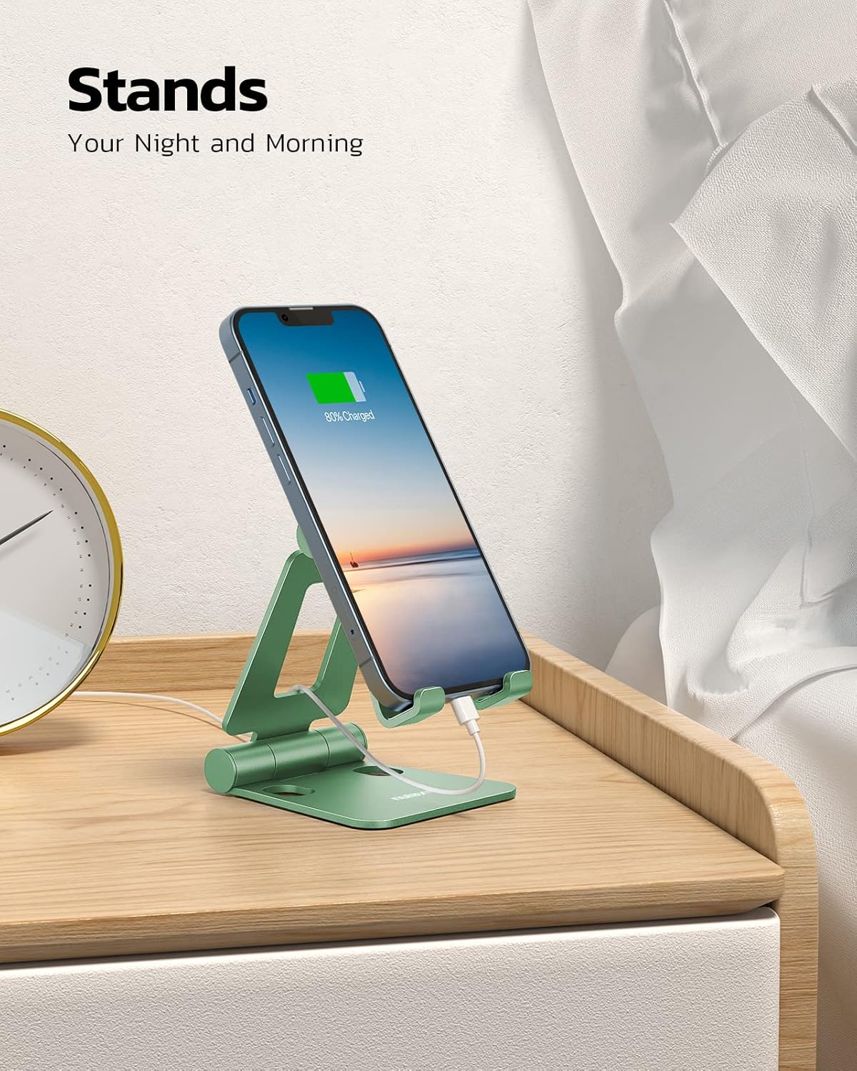 Detalle de Nulaxy Dual Folding Phone Stand — Adjustable green