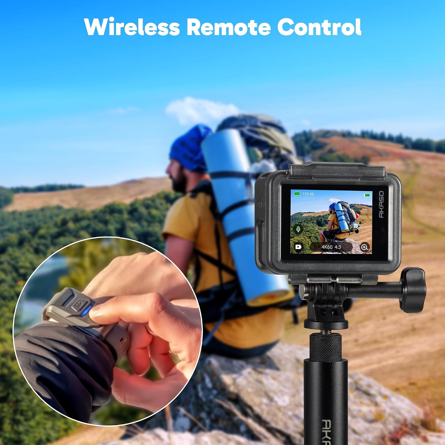 Detalle 2 de AKASO Brave 8 Lite waterproof action camera for 4K60 video, 20MP photos and dual screens