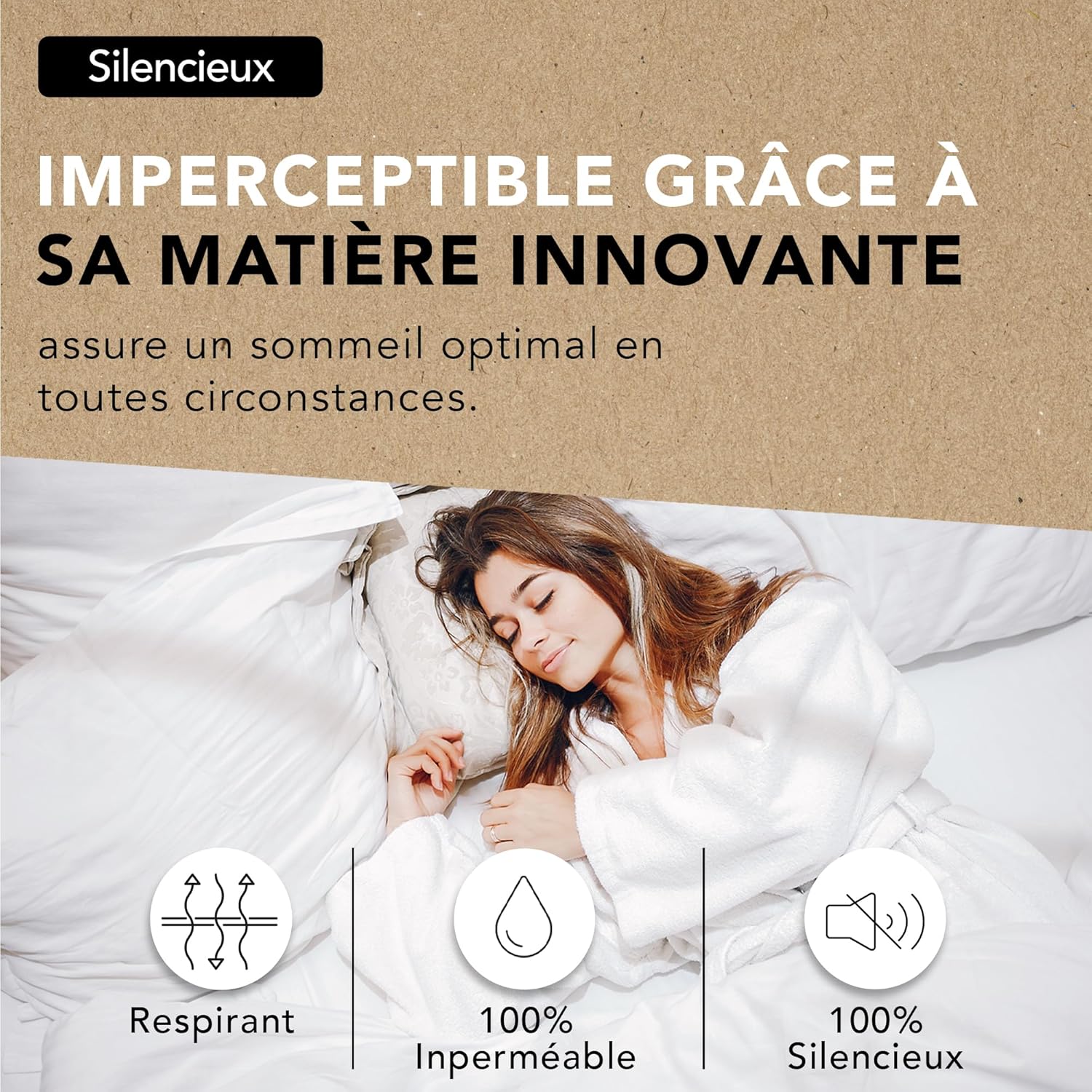 Thumbnail 4 de Ôhm Protège Matelas 160x200 cm imperméable en coton (alèse forme drap-housse) anti-acariens