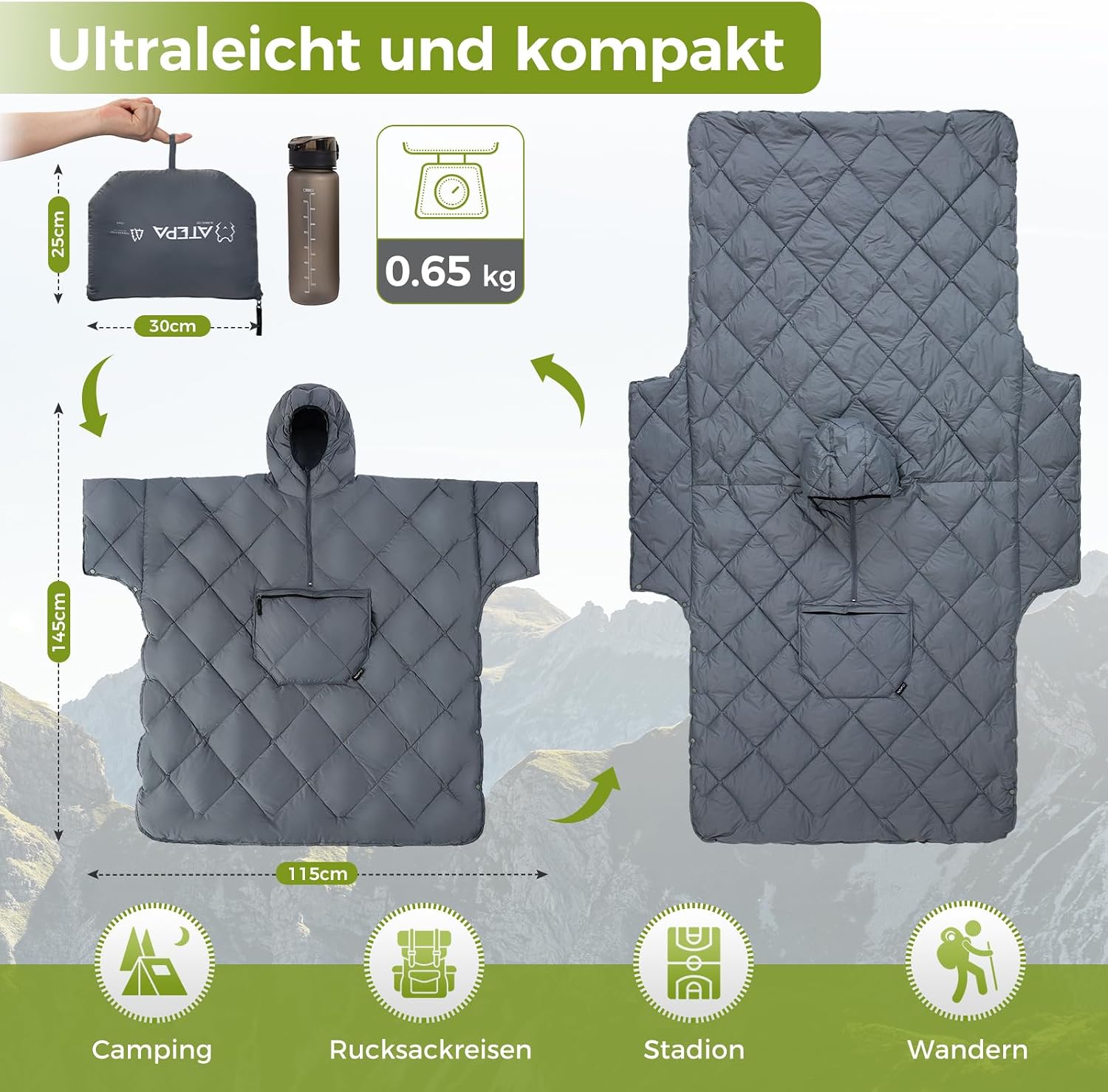 Thumbnail 4 de ATEPA Tragbarer Schlafsack 0,65 kg ⛺