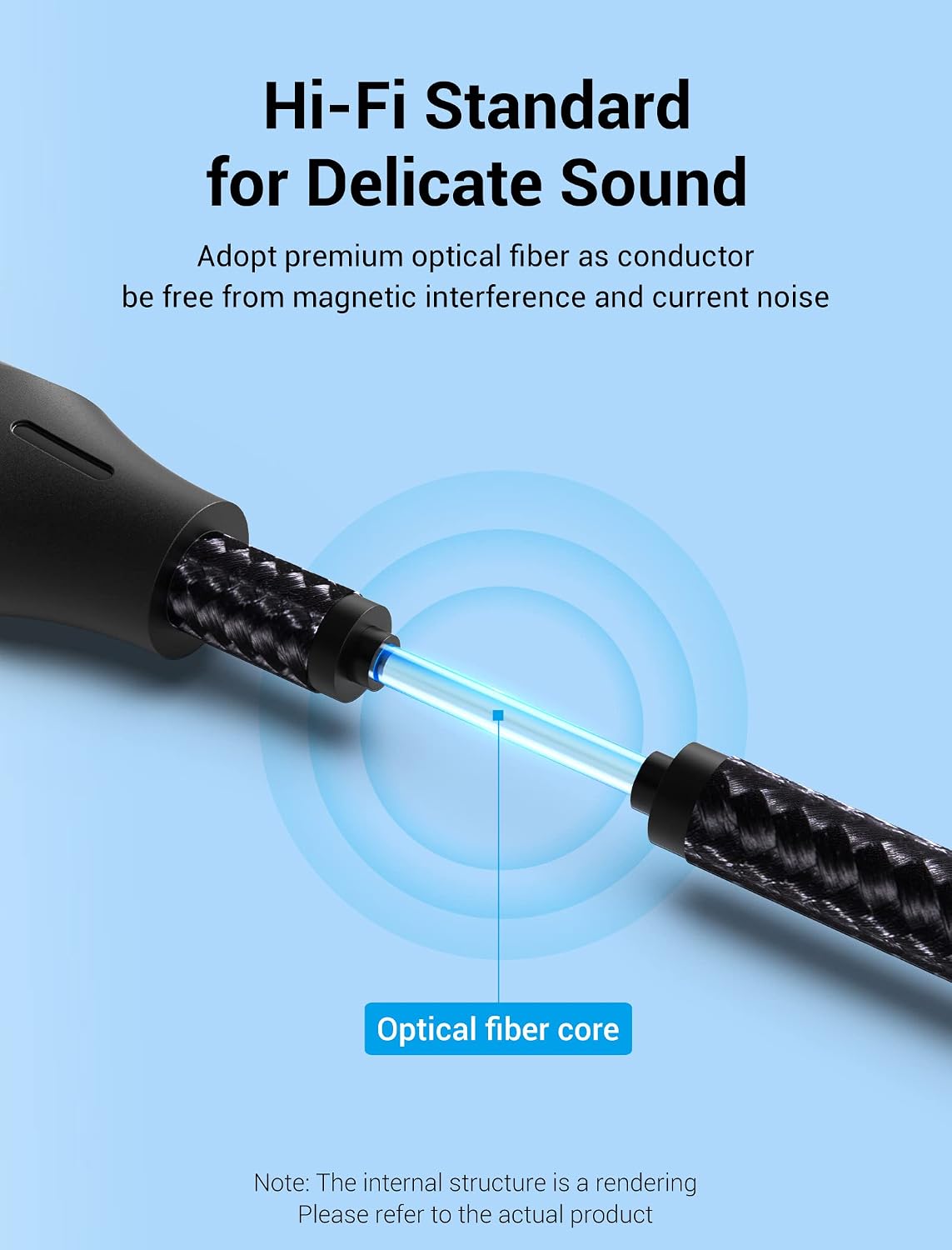 Detalle 2 de VENTION 3m Optical Toslink Digital Audio Cable (Gold-Plated) for Soundbar to TV, S/PDIF Home Cinema