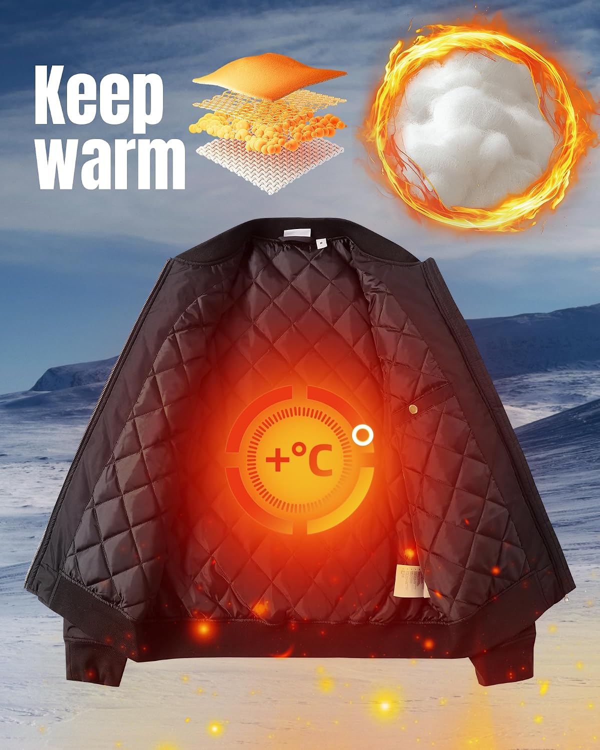 Thumbnail 3 de 33,000ft Bomberjacke Herren – wasserdichte & winddichte Übergangsjacke mit DWR und 4 Taschen
