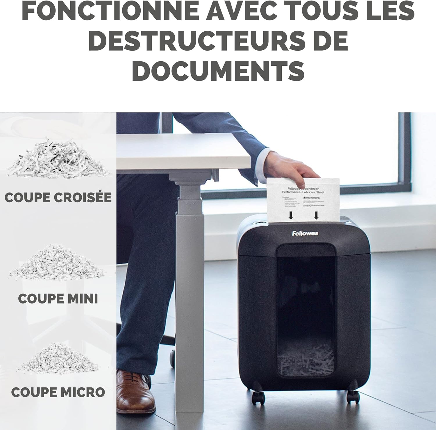 Detalle de Fellowes Lot de 10 feuilles lubrifiantes pour destructeur de documents (4025601) – performance et réduction des bourrages
