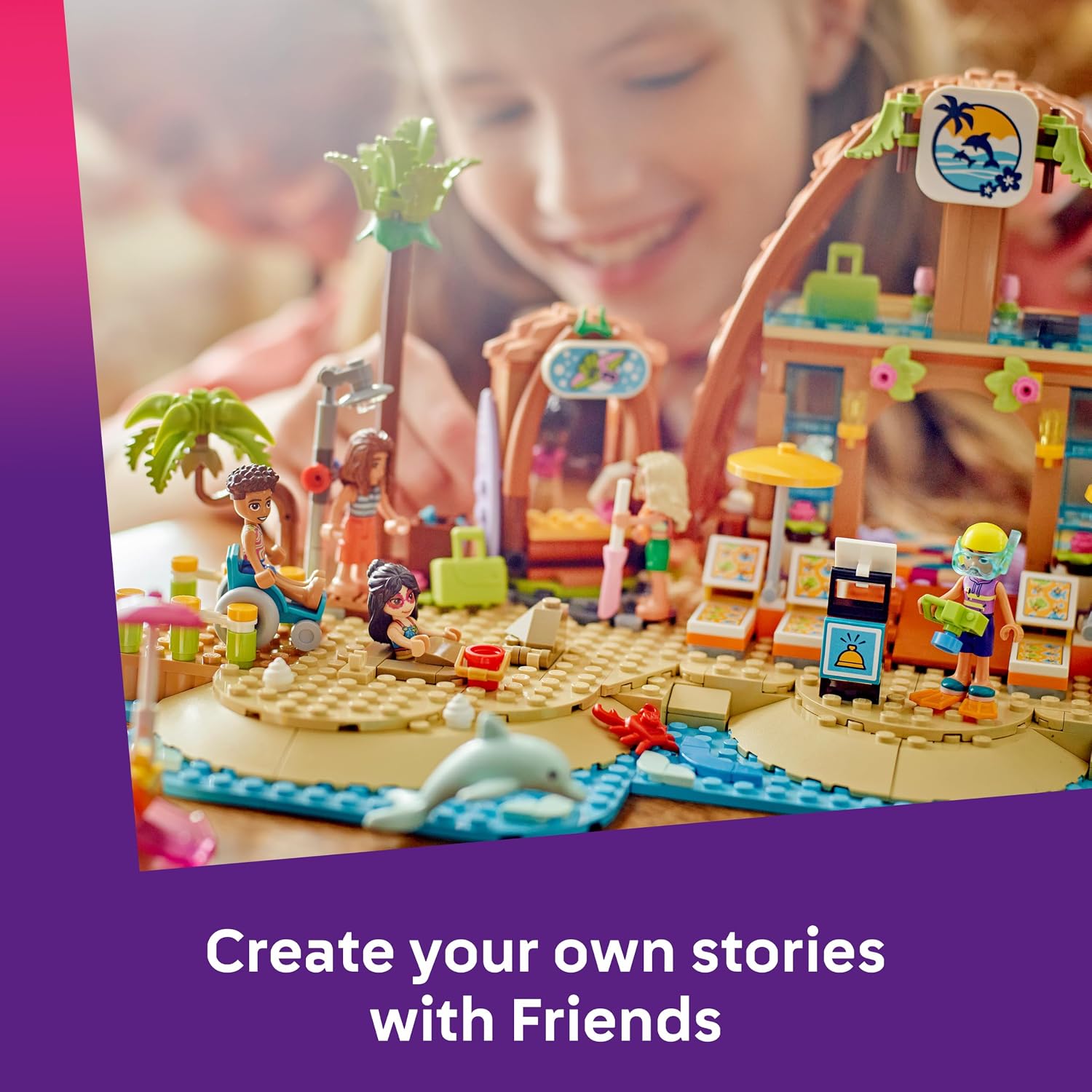 Thumbnail 6 de LEGO Friends 42673 Family Holiday Beach Resort Building Set with 6 Mini Dolls