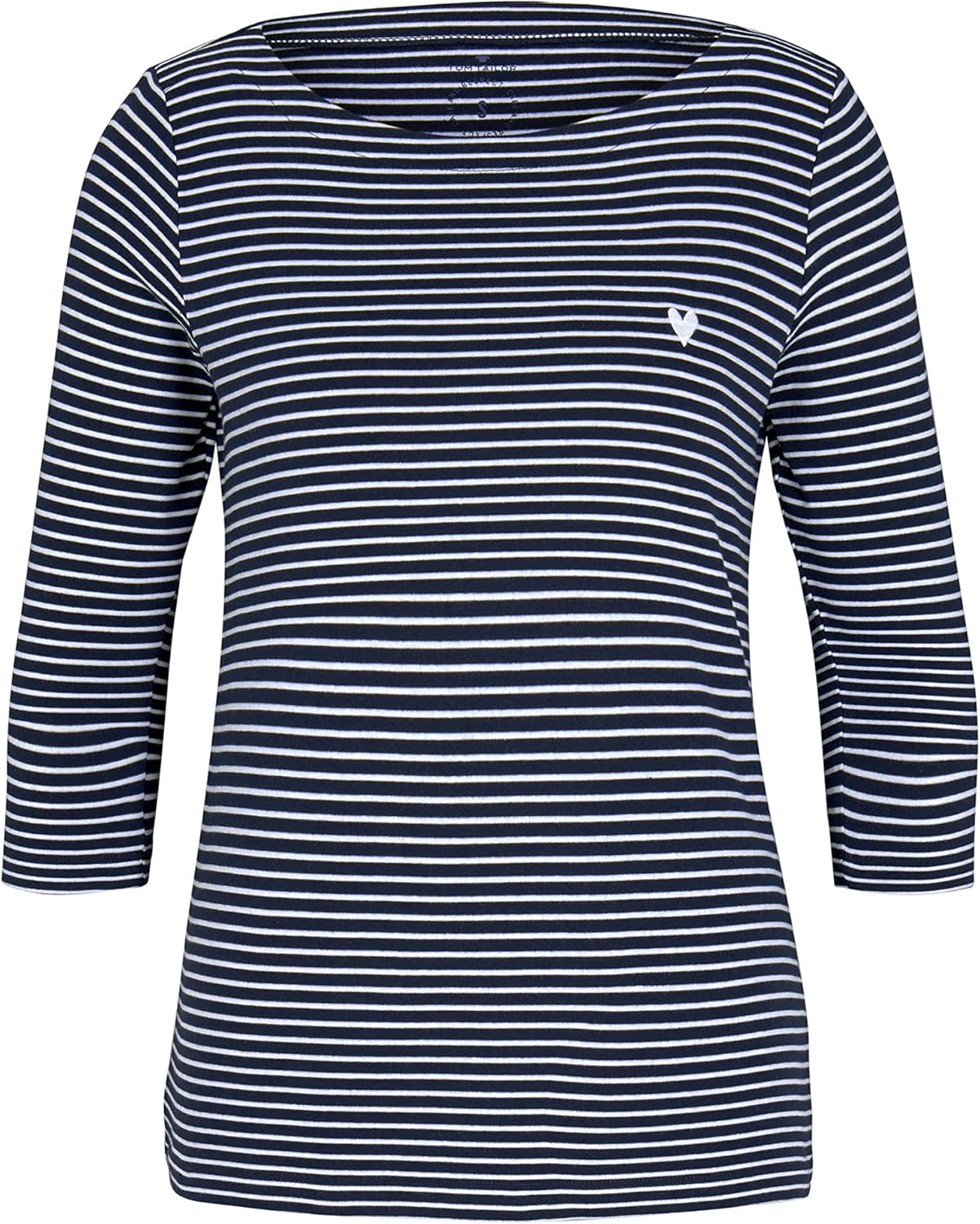 Thumbnail 4 de TOM TAILOR Damen Longsleeve mit Herz-Stickerei auf der Brust – gestreift im Regular Fit