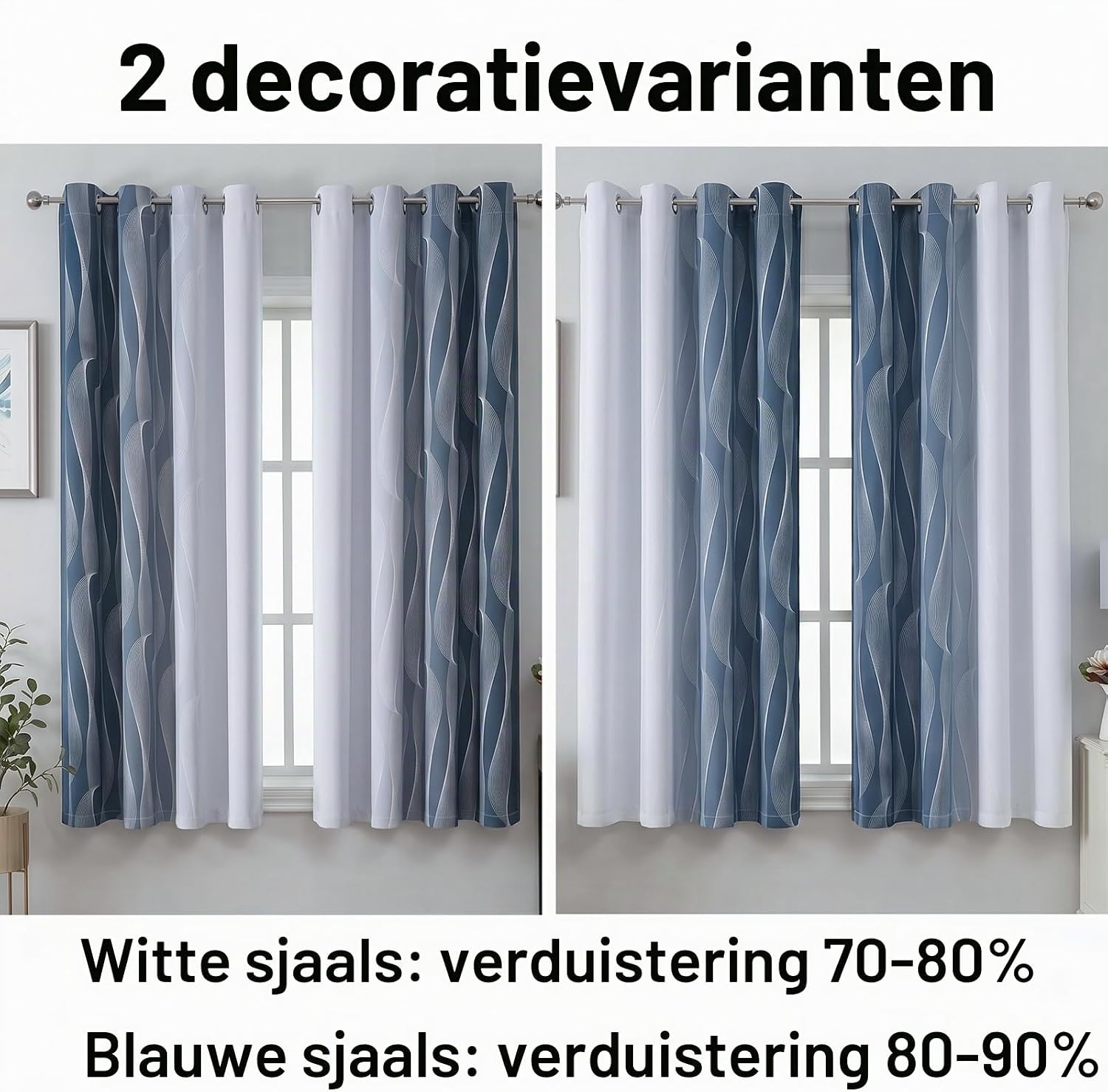 Detalle de Gazal Vole ombre gordijnen 140 × 200 cm, 2 panelen met ringen