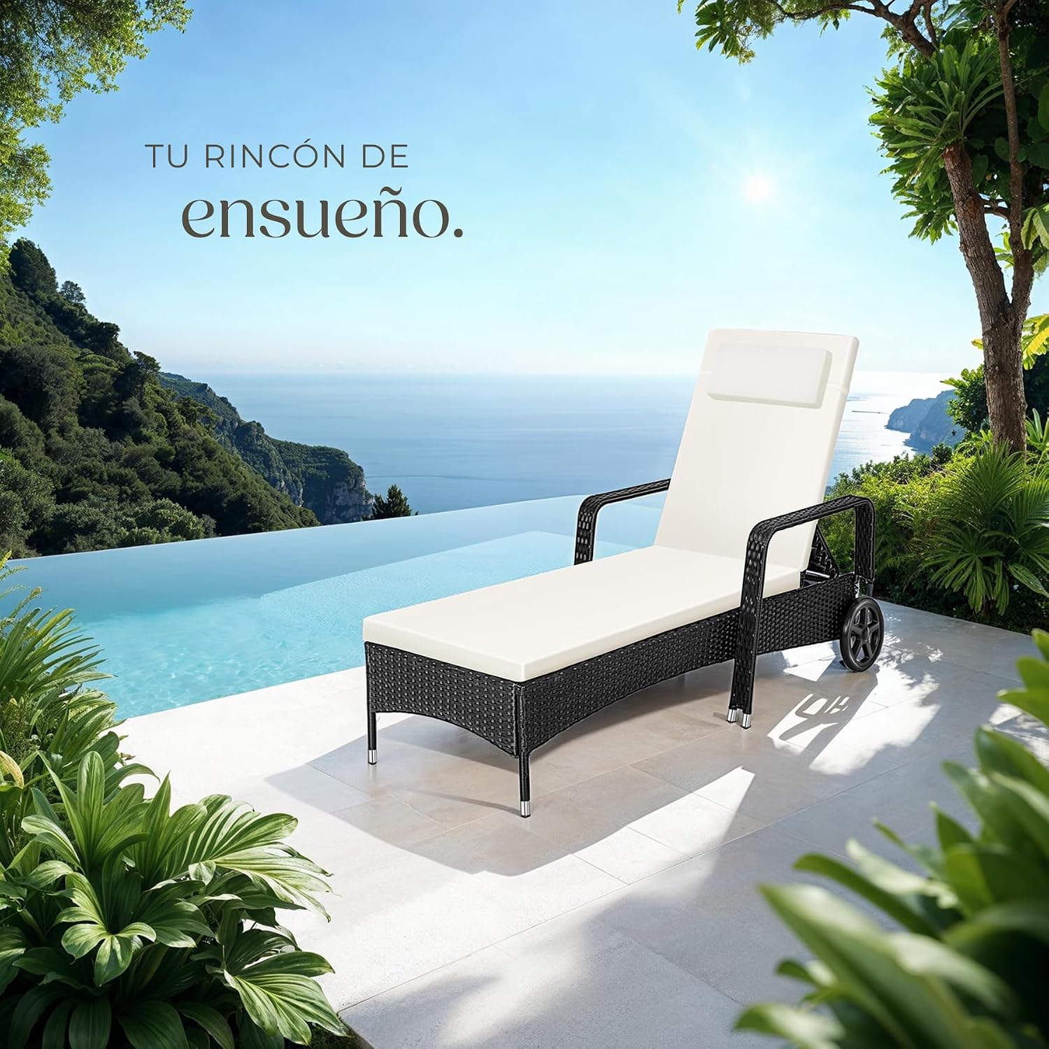 Detalle 2 de tectake Tumbona Chaise Longue 6 posiciones