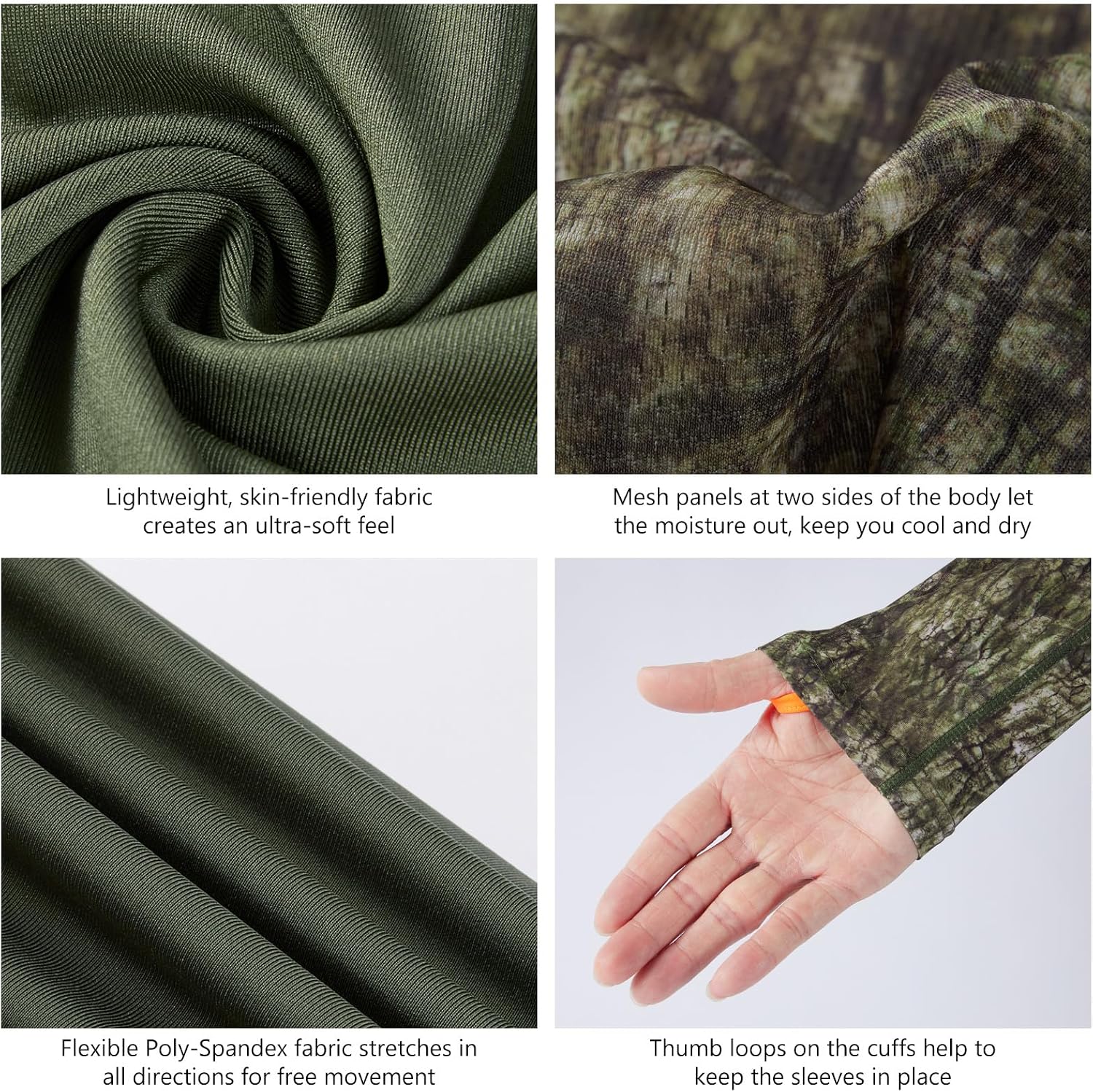 Detalle 2 de Bassdash BASSDASH-Unknown Men's Camo Hunting Shirt, UPF 50+ with Mesh Panels