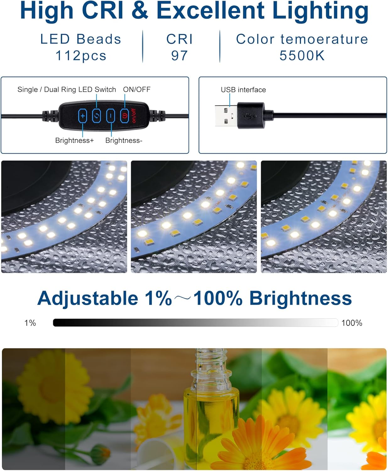 Detalle de PULUZ 12''×12'' Portable Photography Light Box — 30cm with 120 LED Lights and 6 Backdrops