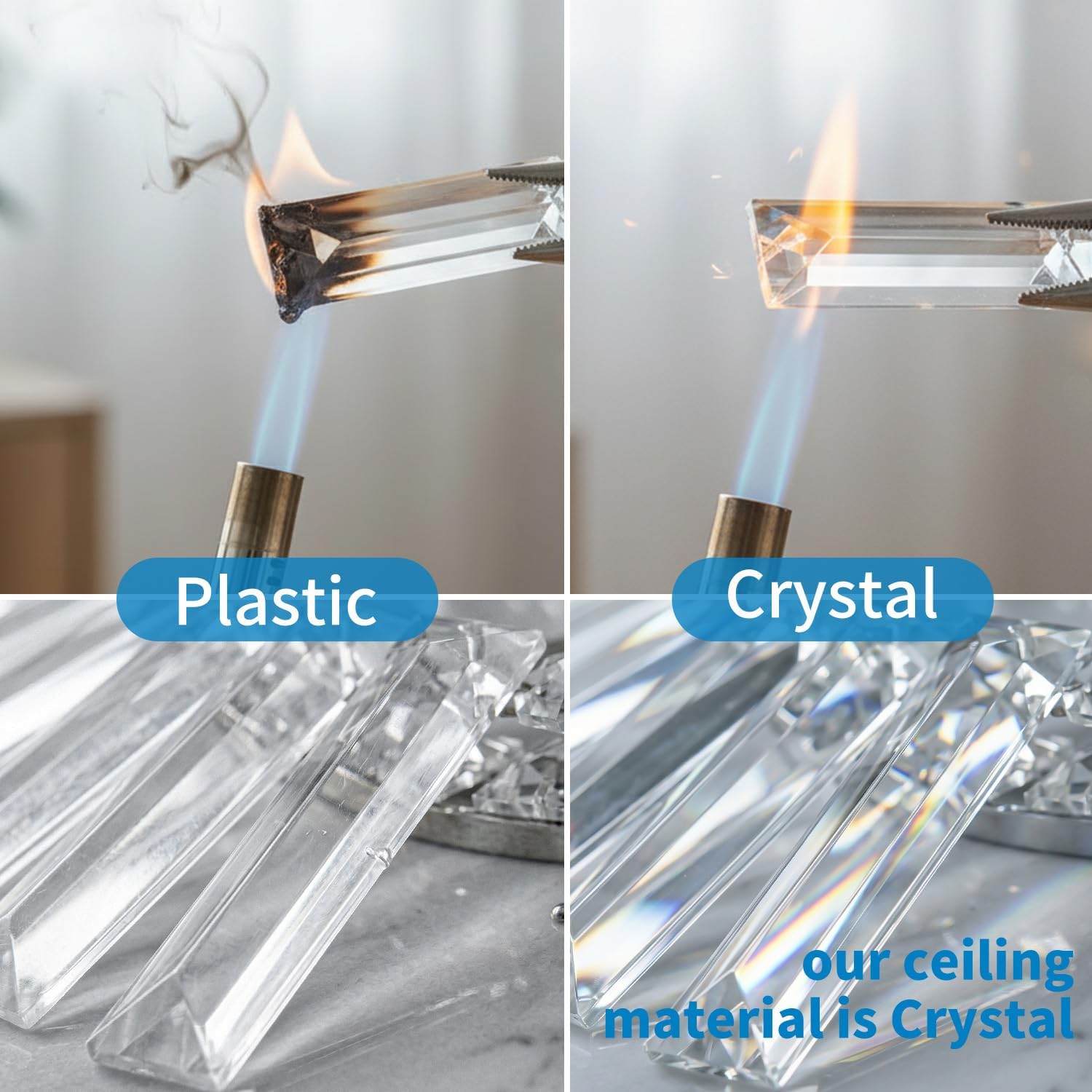 Thumbnail 4 de ANWIO Crystal Ceiling Lights 3-Light modern flush mount chandelier (E27, 36.5cm)