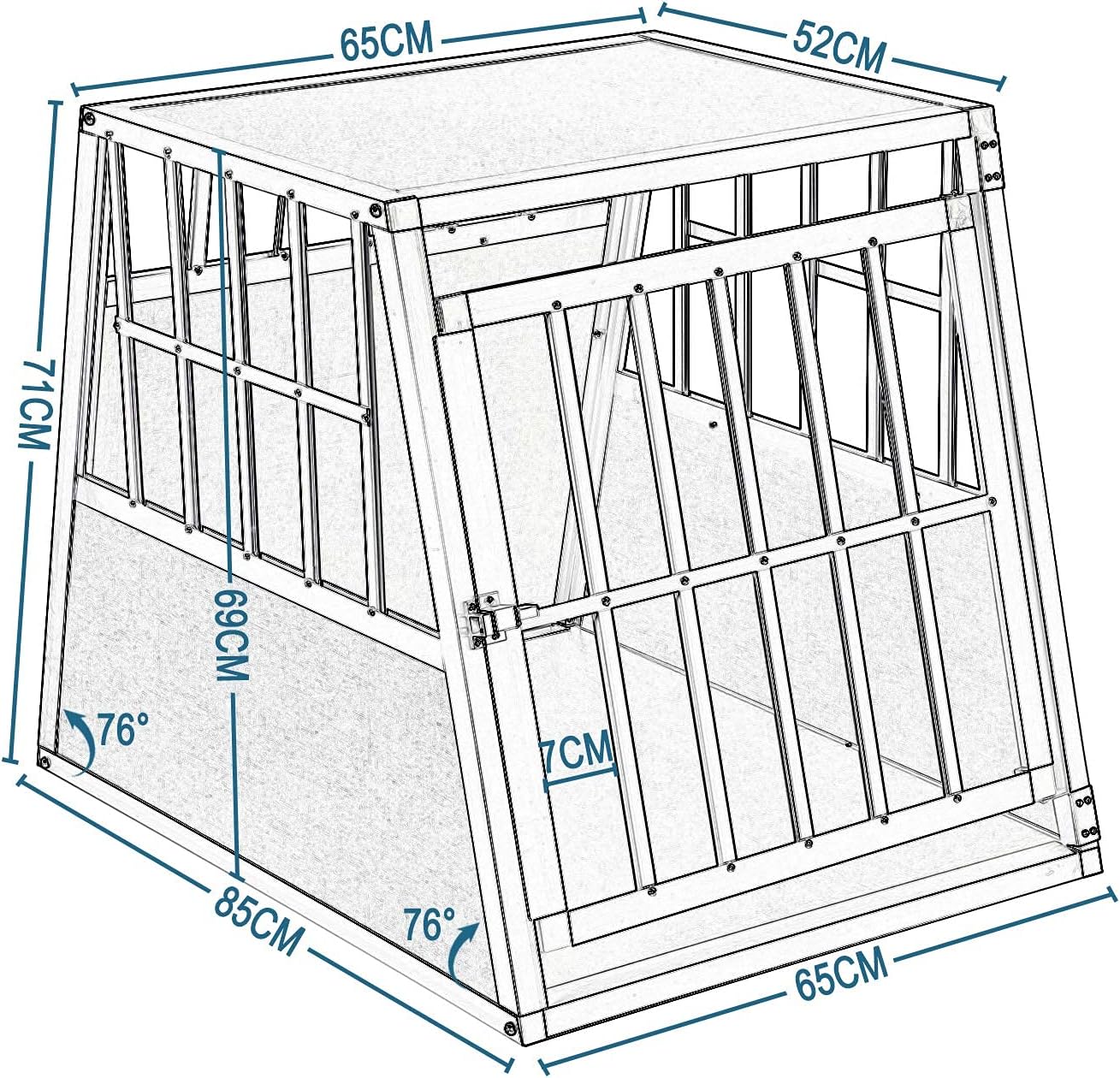 Detalle 2 de EUGAD Hundetransportbox Alu 65x85x71 cm
