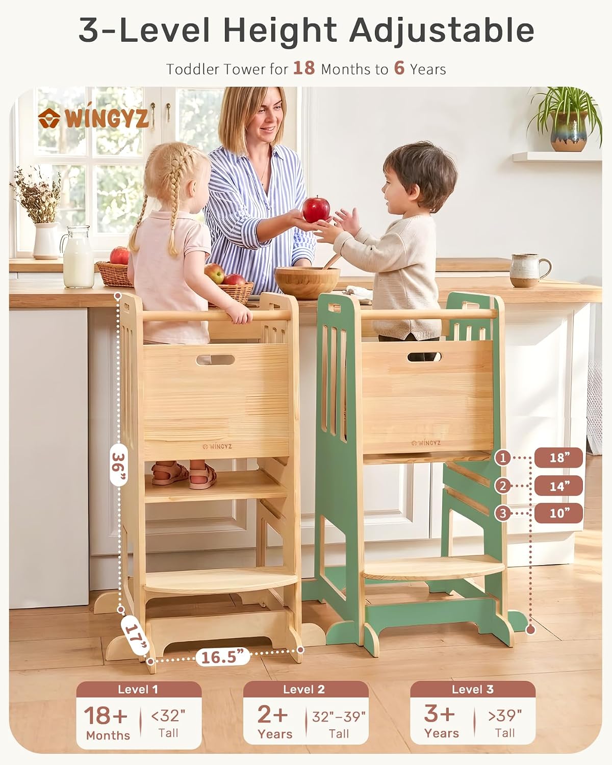 Detalle de WINGYZ Toddler Tower in Natural Wood