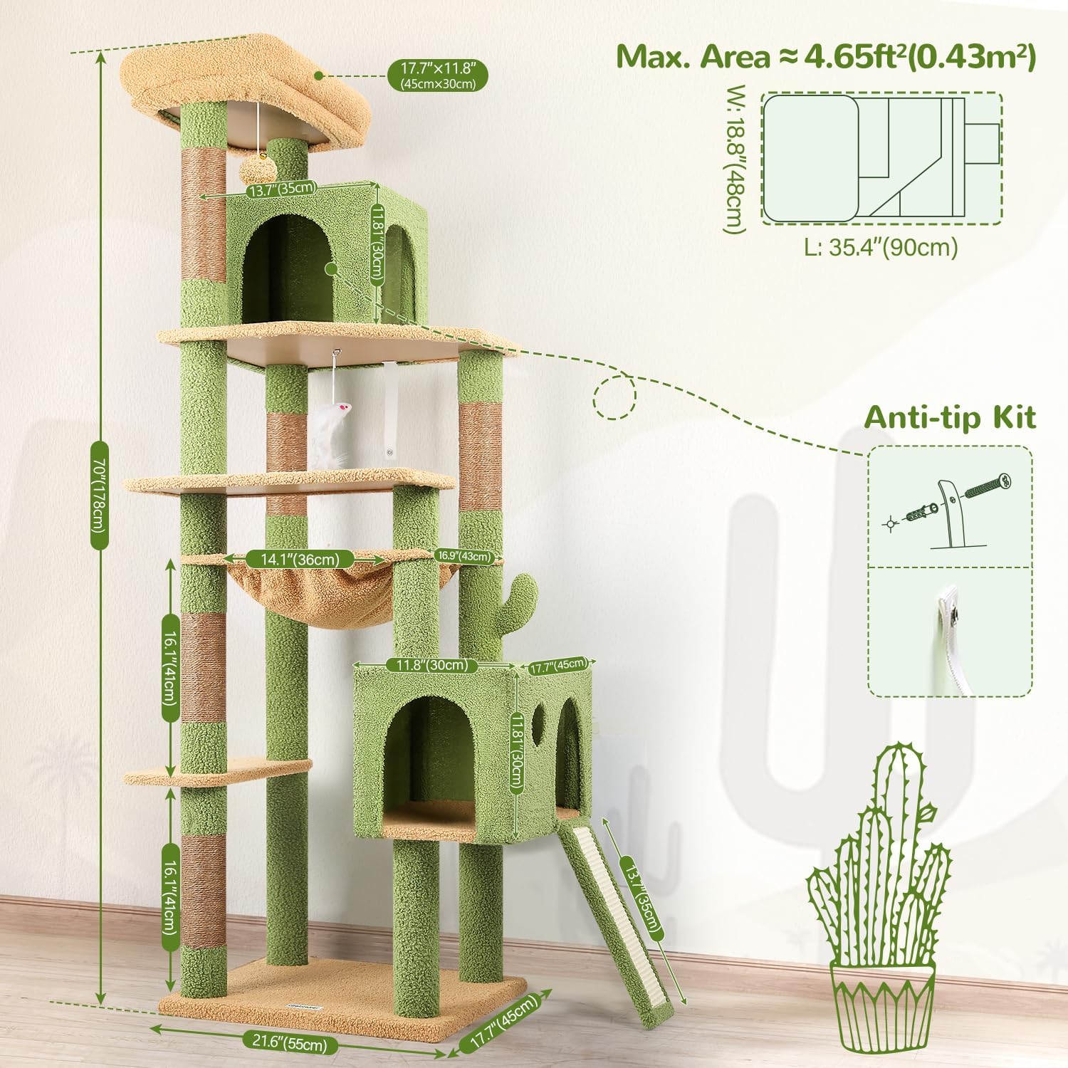 Thumbnail 5 de Globlazer Arbre à Chat Vert 178 cm F70 Pro