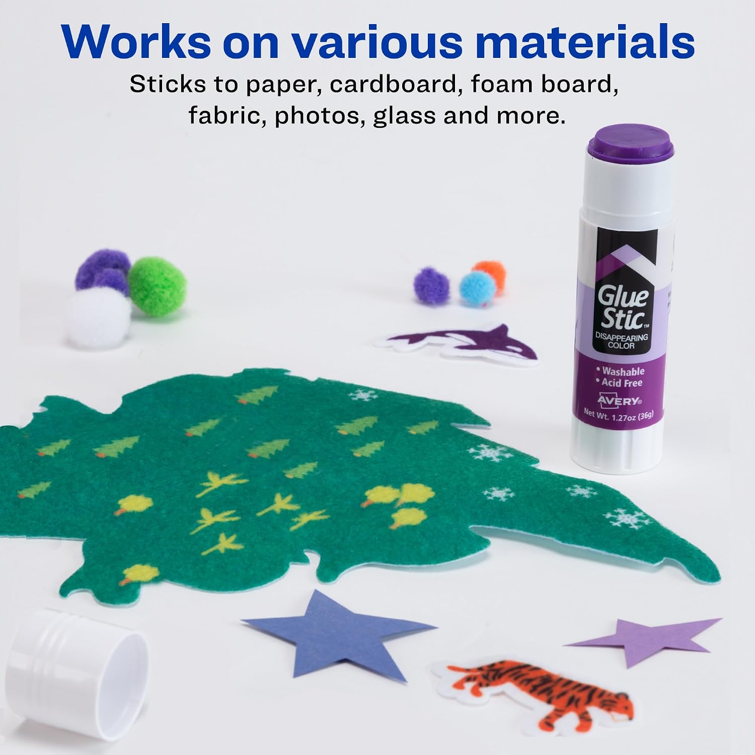 Thumbnail 5 de Avery 98071 Glue Stic, Disappearing Purple, Washable, 1.27 oz, 6 Sticks