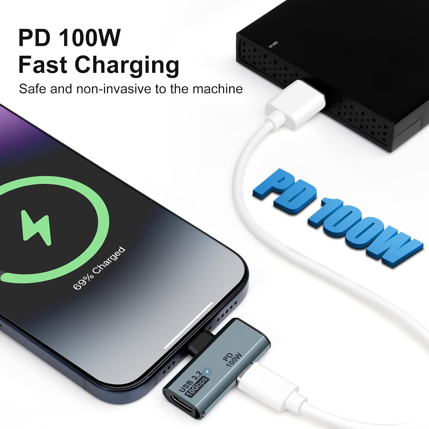 Thumbnail 1 de Seminer 1in2-dual-typec-gray USB-C OTG Adapter with 100W PD and 10Gbps