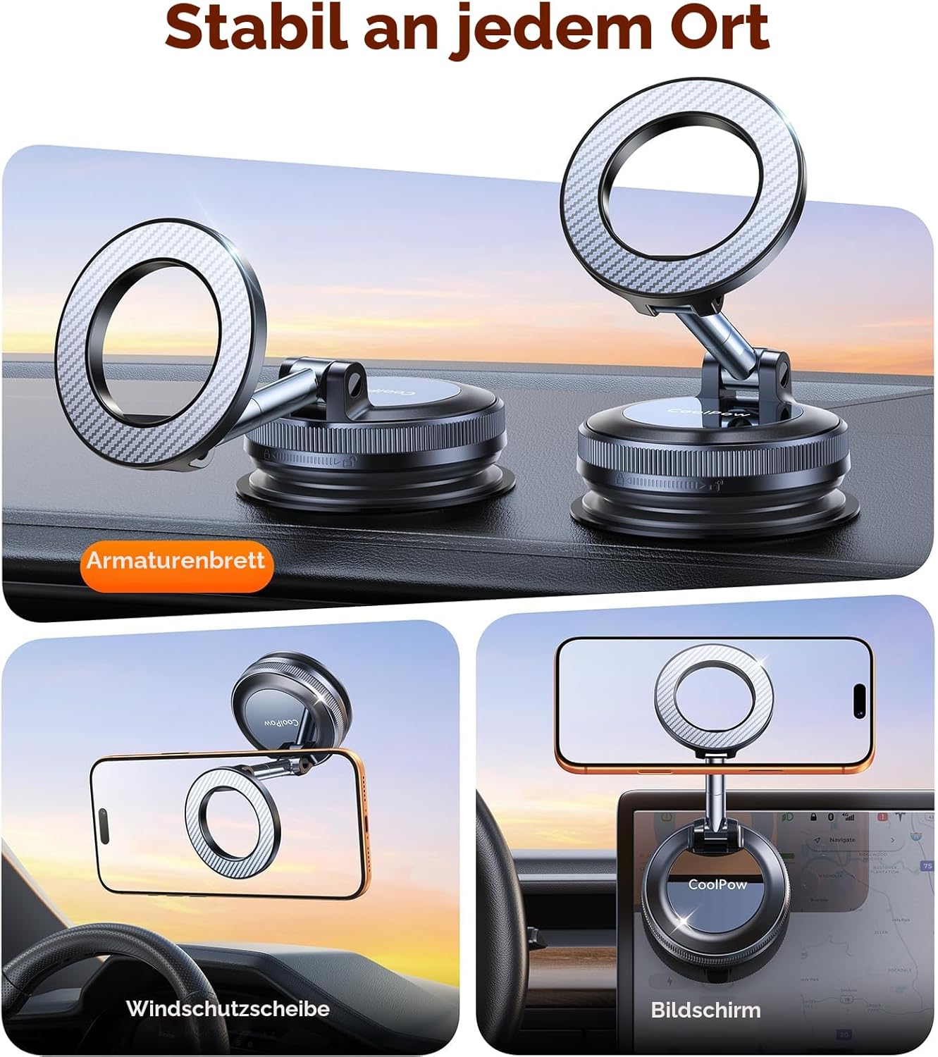 Detalle 2 de Coolpow Handyhalterung Auto für MagSafe 24× Magnet