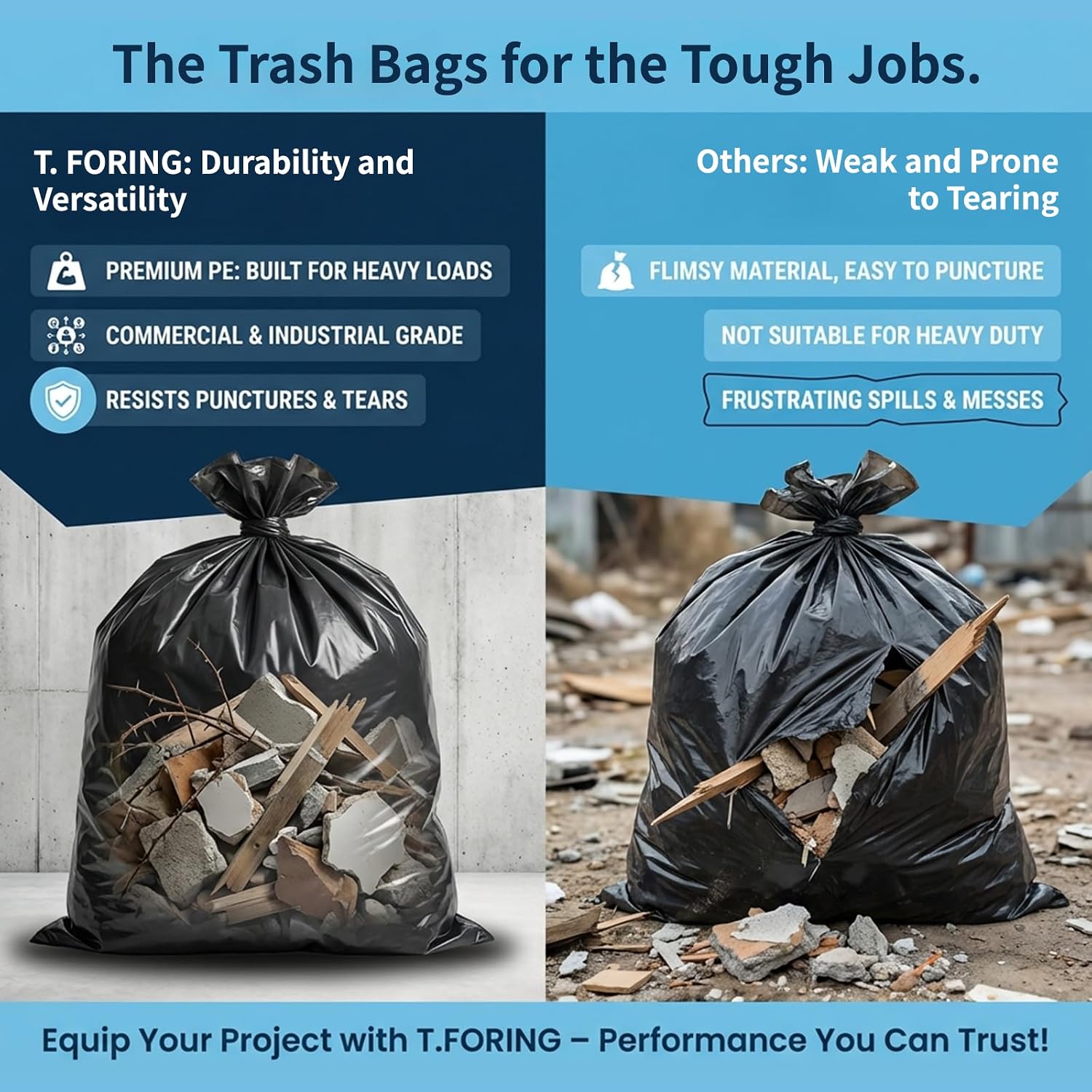 Thumbnail 1 de T.FORING 50-55 Gallon Trash Bags Unscented — 40" x 50", 120 Count