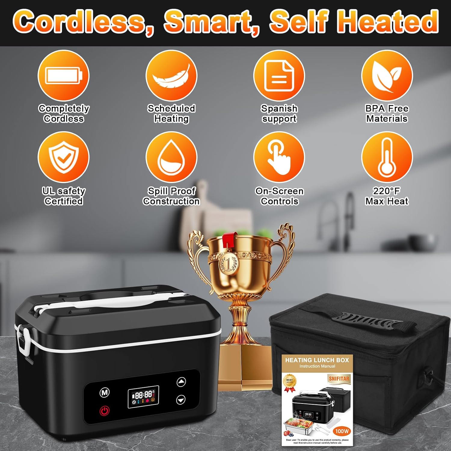 Detalle 2 de Cordless Heated Lunch Box 1.2L 🍱