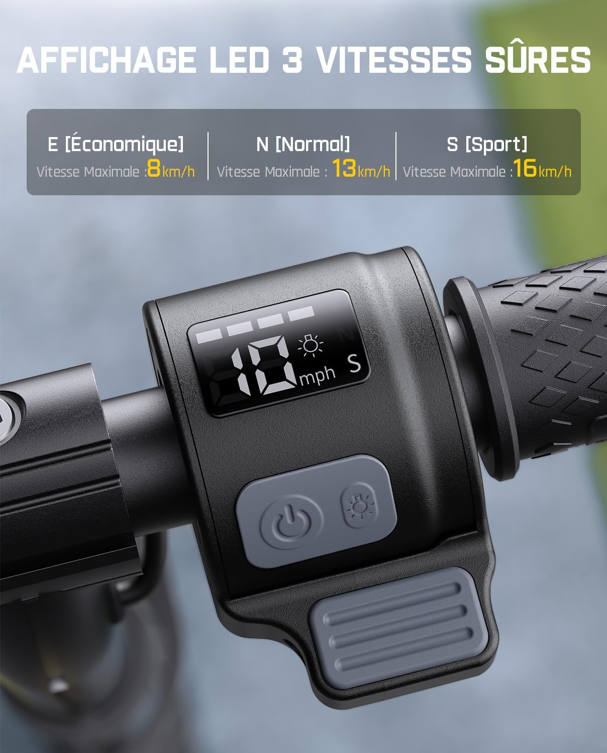 Detalle de FanttikRide C9 Pro trottinette électrique enfant 1,2–1,6 m, lumières arc-en-ciel, vitesses 8/13/16 km/h
