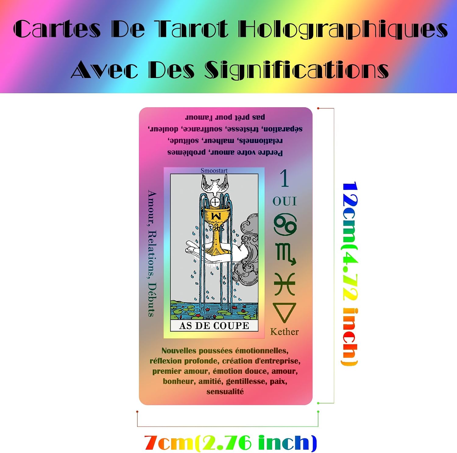 Thumbnail 6 de Smoostart Rose – Cartes de Tarot Français pour Débutants avec Guide et Significations holographiques