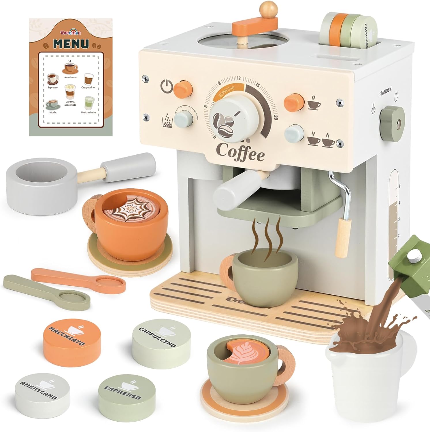 Dreamon Kinder-Kaffeemaschine 15-teilig aus Holz