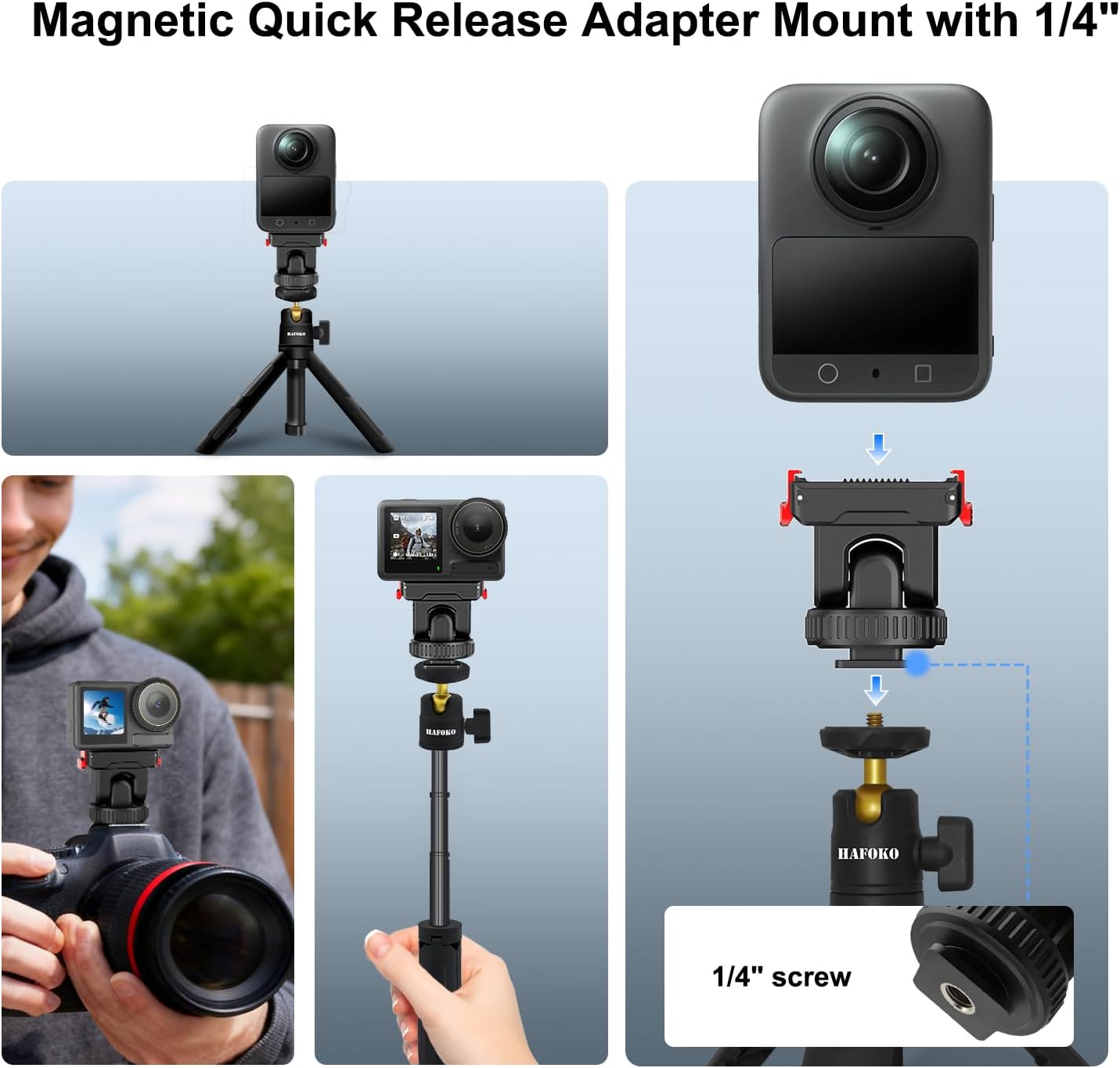 Thumbnail 3 de Cold Shoe Adapter Magnetic Quick Mount 150° Tilt