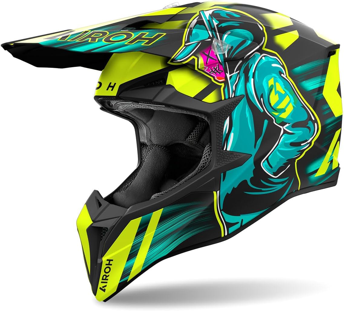 Detalle de CASCO AIROH OFFROAD WRAAAP CYBER ORANGE GLOSS XL: protezione, stile e versatilità off-road