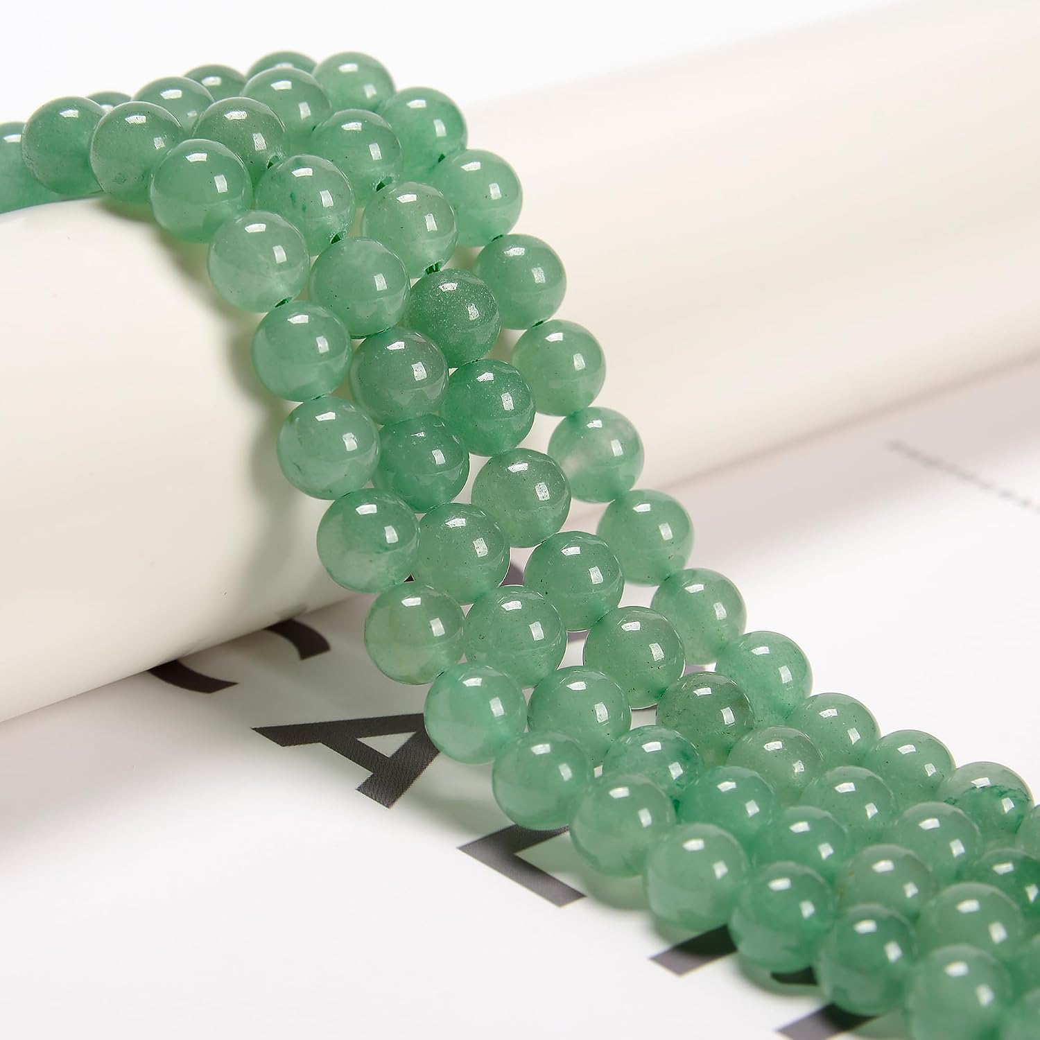 Detalle 2 de JM Design R-S-AVE-0094-10_fba_1s Green Aventurine Beads, 10mm Natural Round Stone