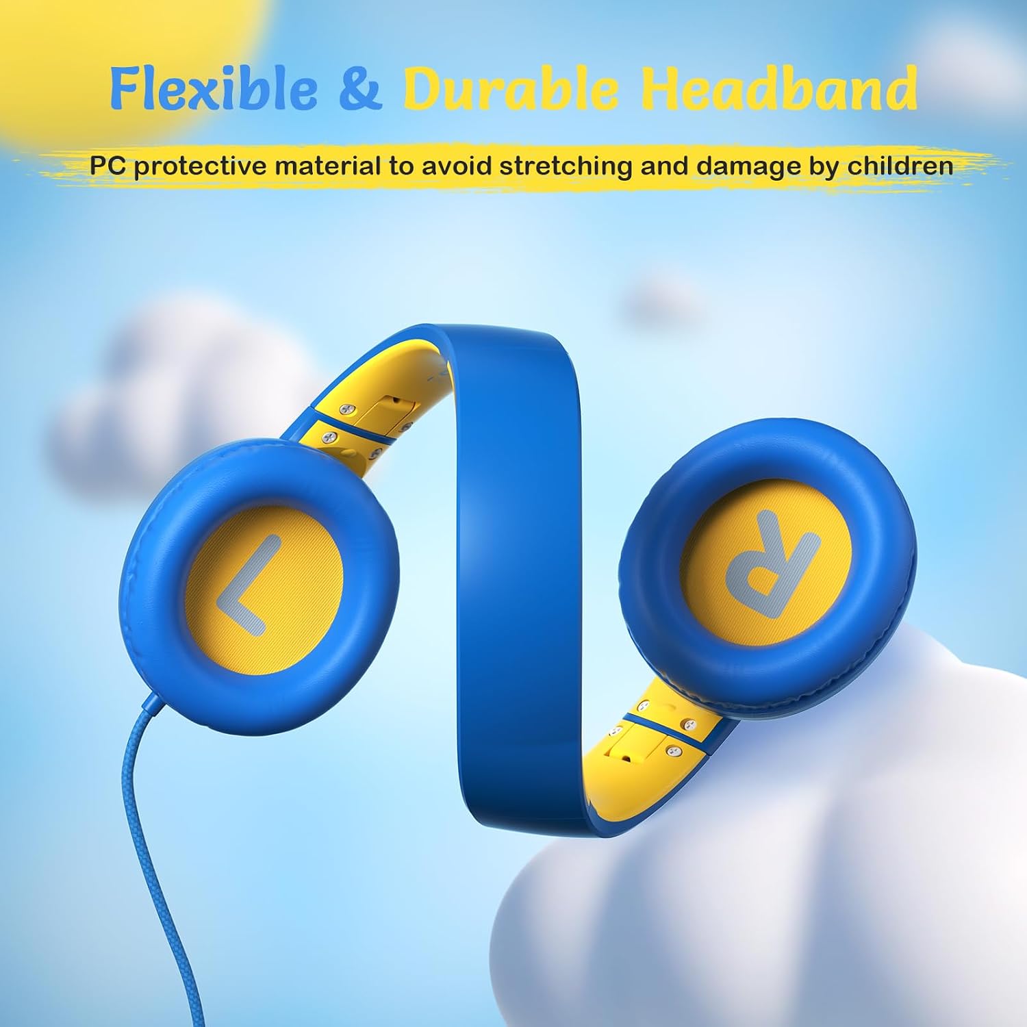 Detalle de TONOSHARK Kids Wired Over-Ear Headphones with Microphone (Volume Limited to 85/94 dB) + Foldable Case