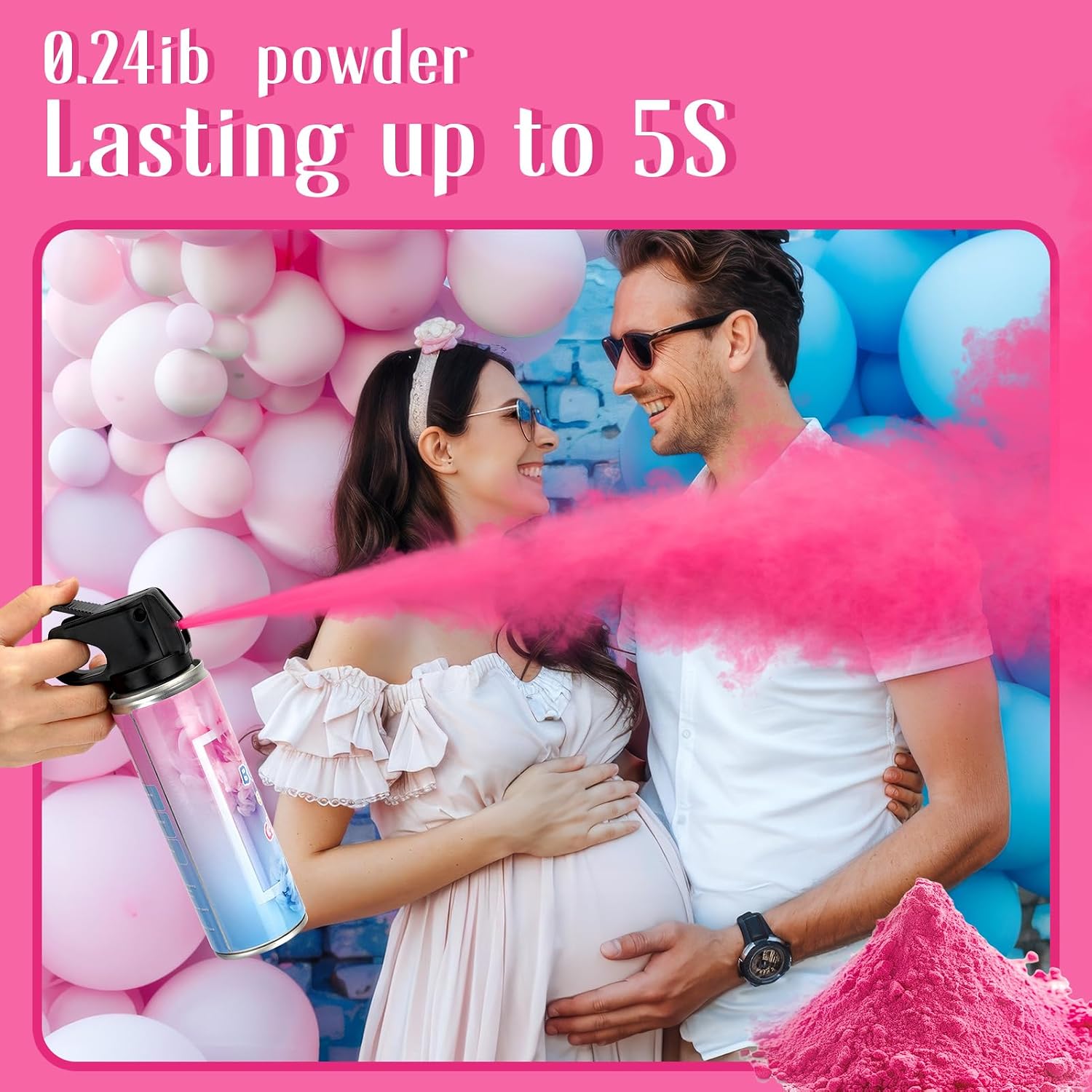 Detalle 2 de RISEMART Gender Reveal Rauchbombe – Rosa, 2 Stück | Biologisch abbaubar