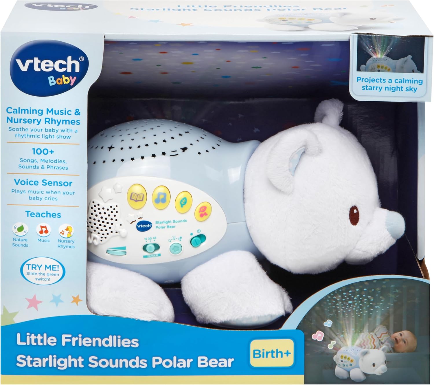 Thumbnail 5 de VTech 506903 Little Friendlies Starlight Sounds Bear: Soft Nightlight Toy for Baby Sleep and Sensory Play