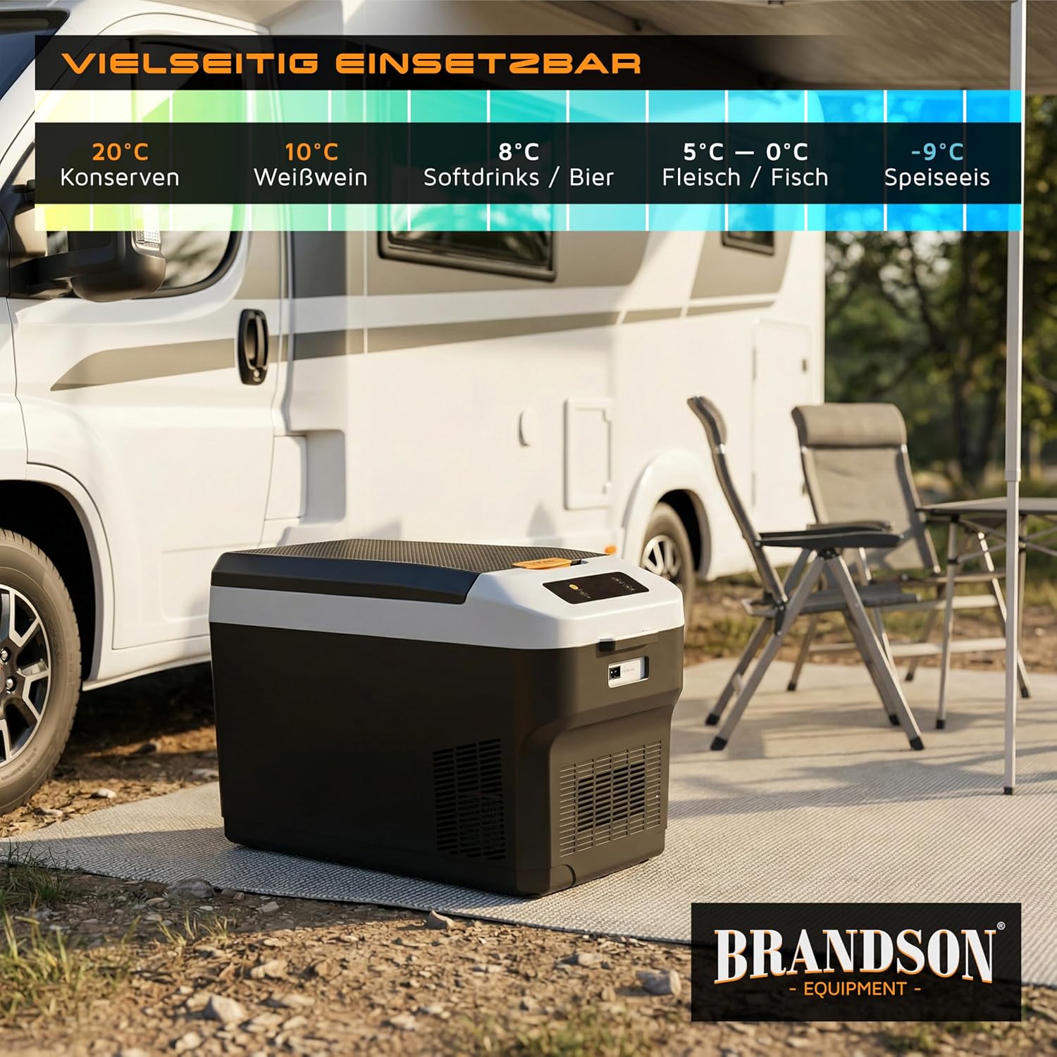 Thumbnail 6 de Brandson Kühlbox elektrisch mit Kompressor XXL 27 L – 12V/230V, zwei Fächer, ECO-Modus