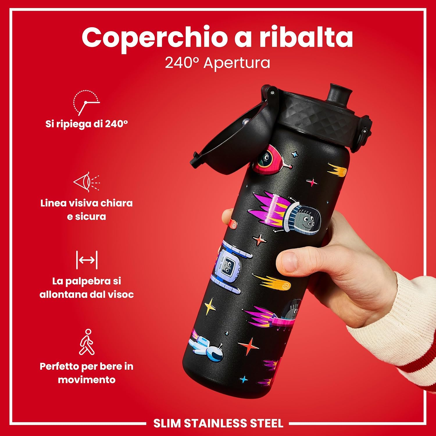 Detalle de Ion8 Borraccia Inox Leggero 600 ml – non isolata, a prova di perdite, lavabile in lavastoviglie