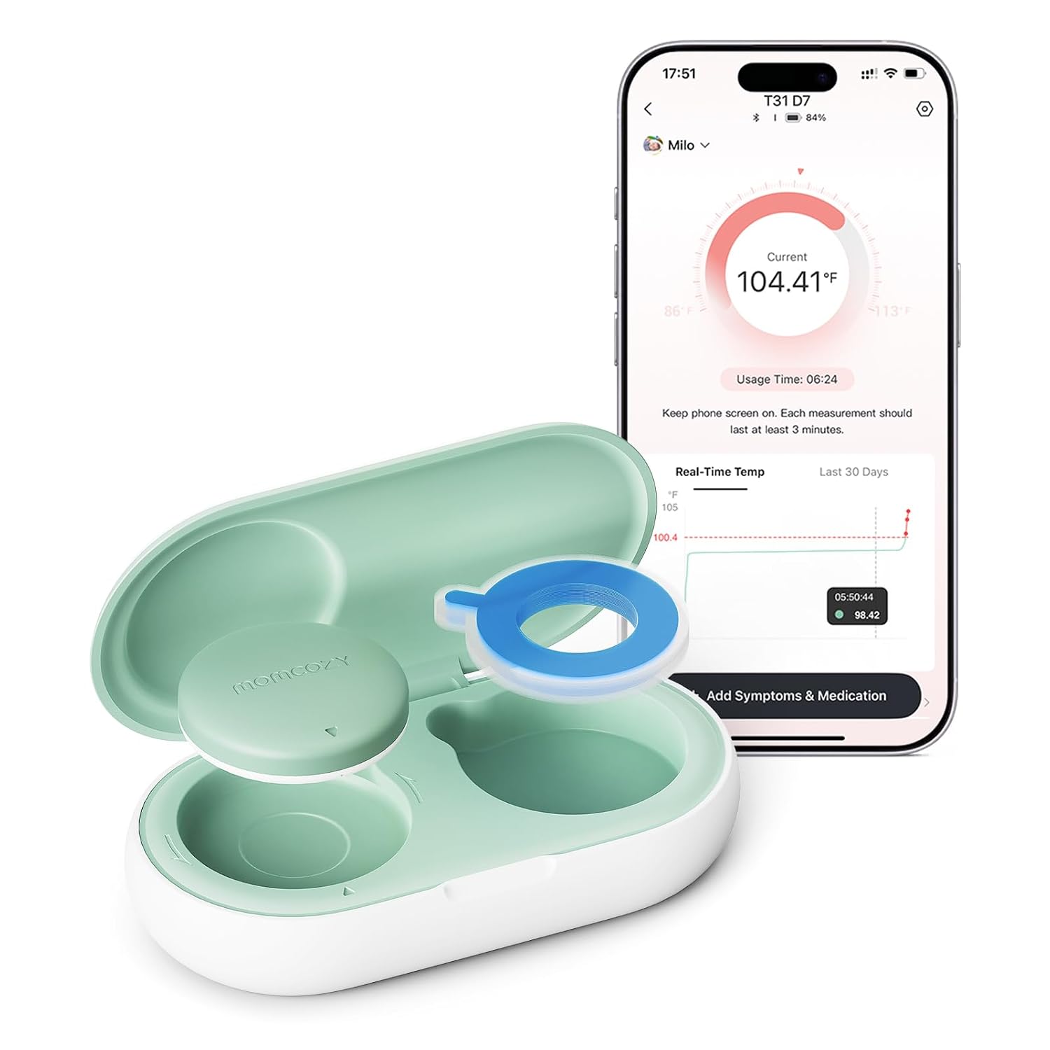 Imagen de Momcozy Wearable Digital Thermometer for Baby with App Monitoring en OfertitasTOP