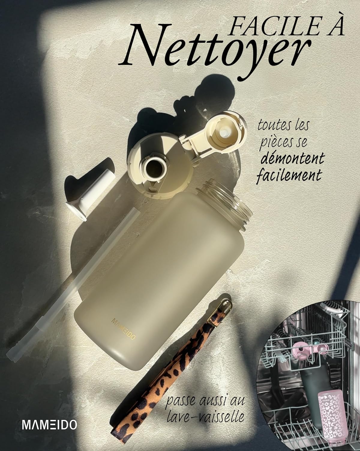 Thumbnail 4 de MAMEIDO gourde avec paille 2 l (Tritan, sans BPA) avec marquage du temps et dragonne