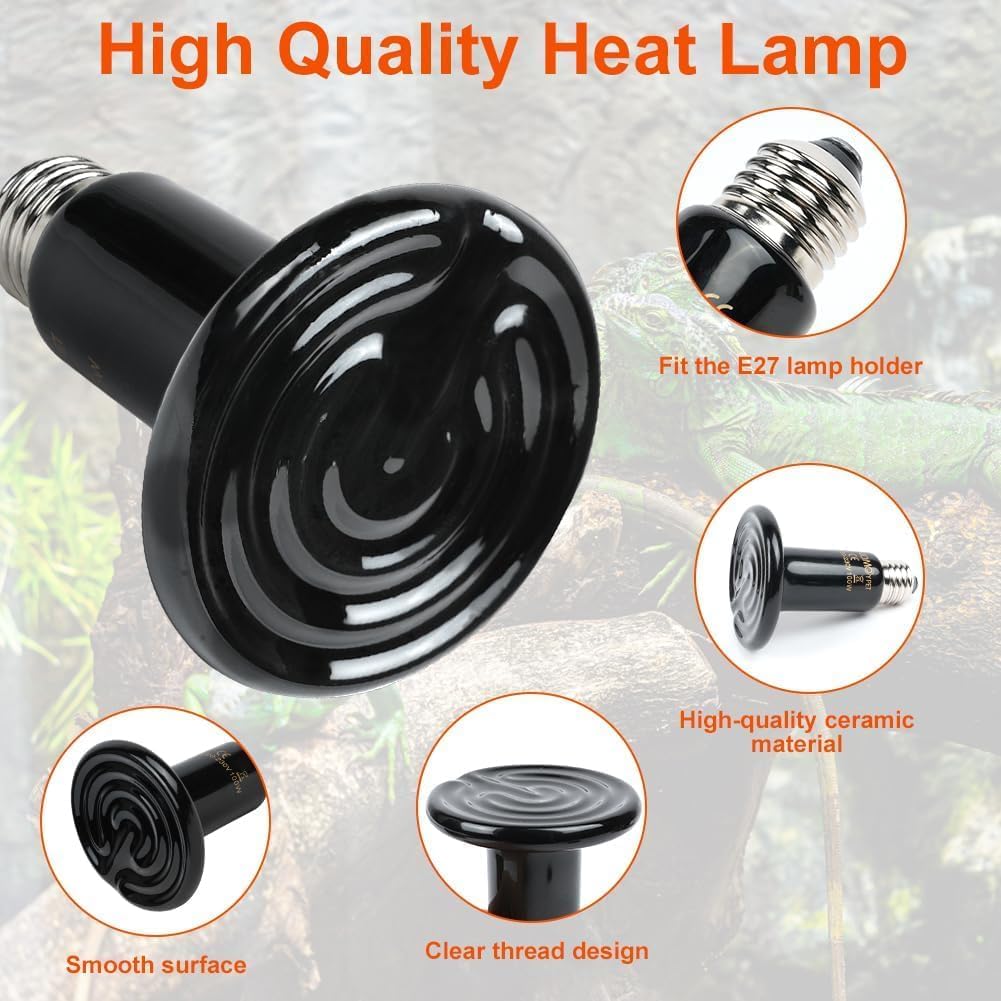 Thumbnail 2 de Adiwo confezione da 2 lampadine termiche per rettili a infrarossi, 100 W, base E27